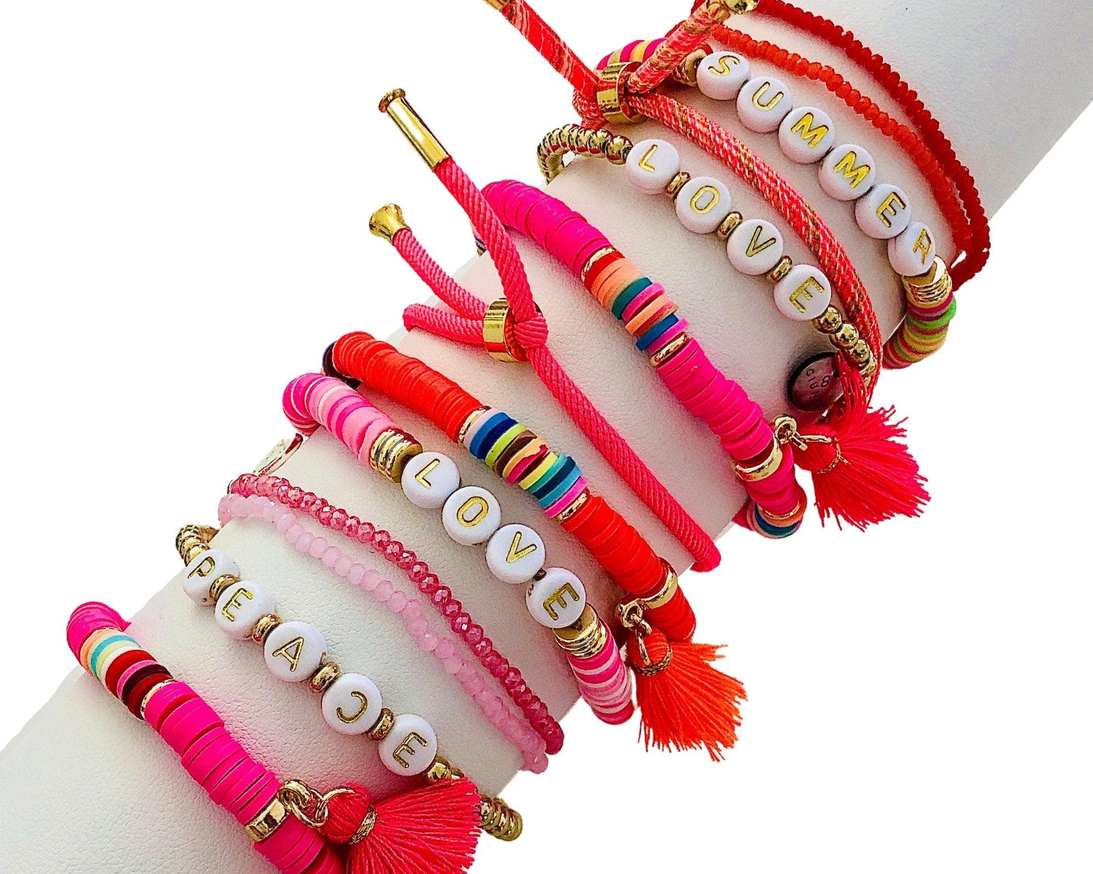 Armband | Katsuki neon Farben | Buchstabenperlen - Roo's Gift Shop