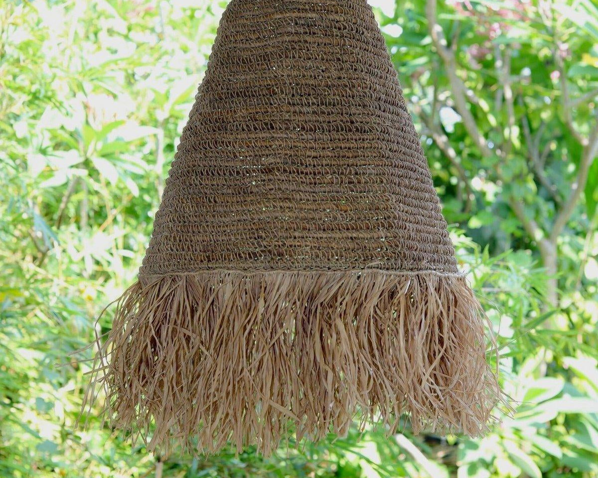 Bastlampe KALIMA | Gewebter Lampenschirm | Pendel-Deckenleuchte (3 Größen) - Roo's Gift Shop