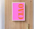 Ciao Typografie-Poster in Pink Orange | digitaler download - Roo's Gift Shop