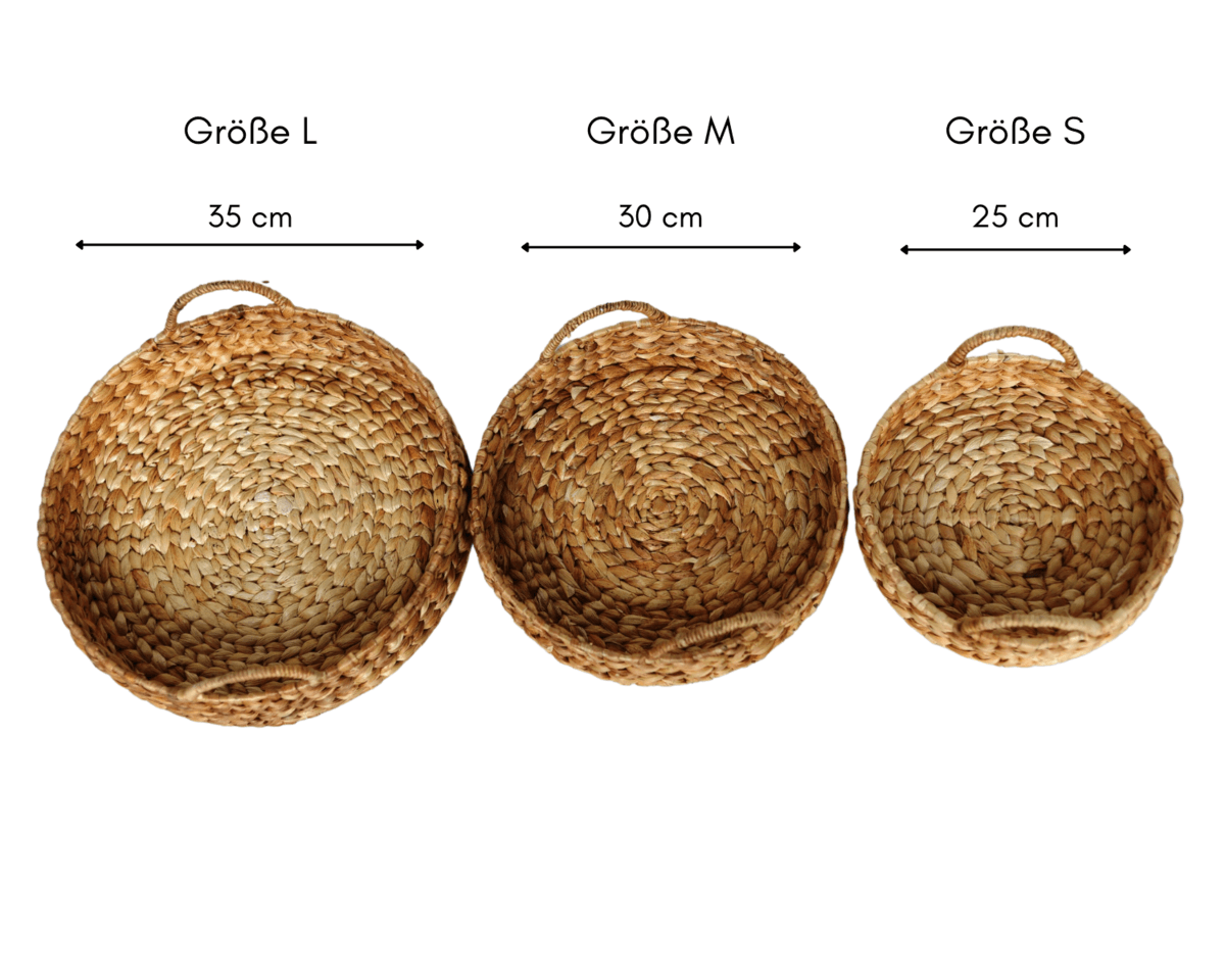 Dekoratives Tablett MATAHARI aus Wasserhyazinthe (3 Größen) - Roo's Gift Shop
