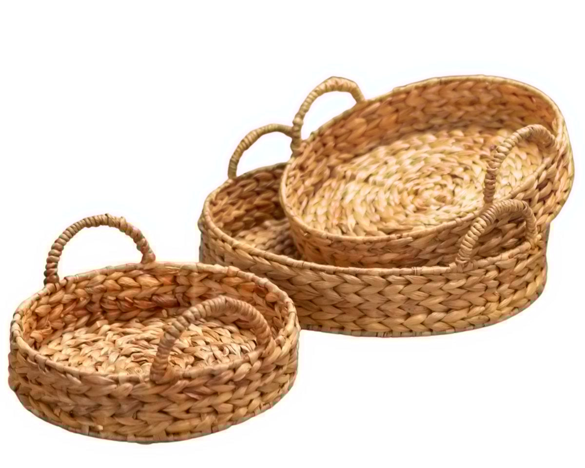 Dekoratives Tablett MATAHARI aus Wasserhyazinthe (3 Größen) - Roo's Gift Shop