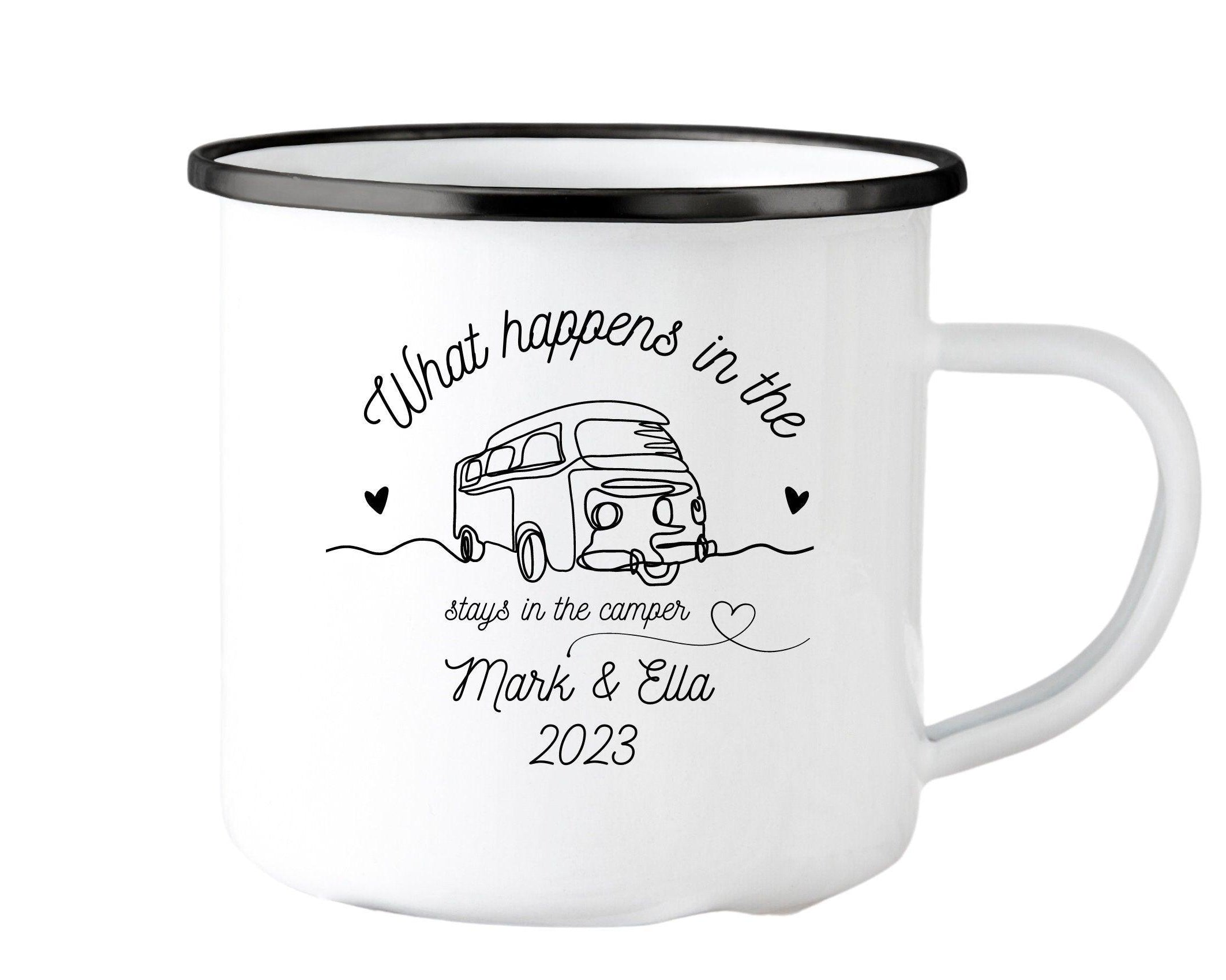 Emaille Tasse | Camping | personalisiert | Camping Crew - Roo's Gift Shop