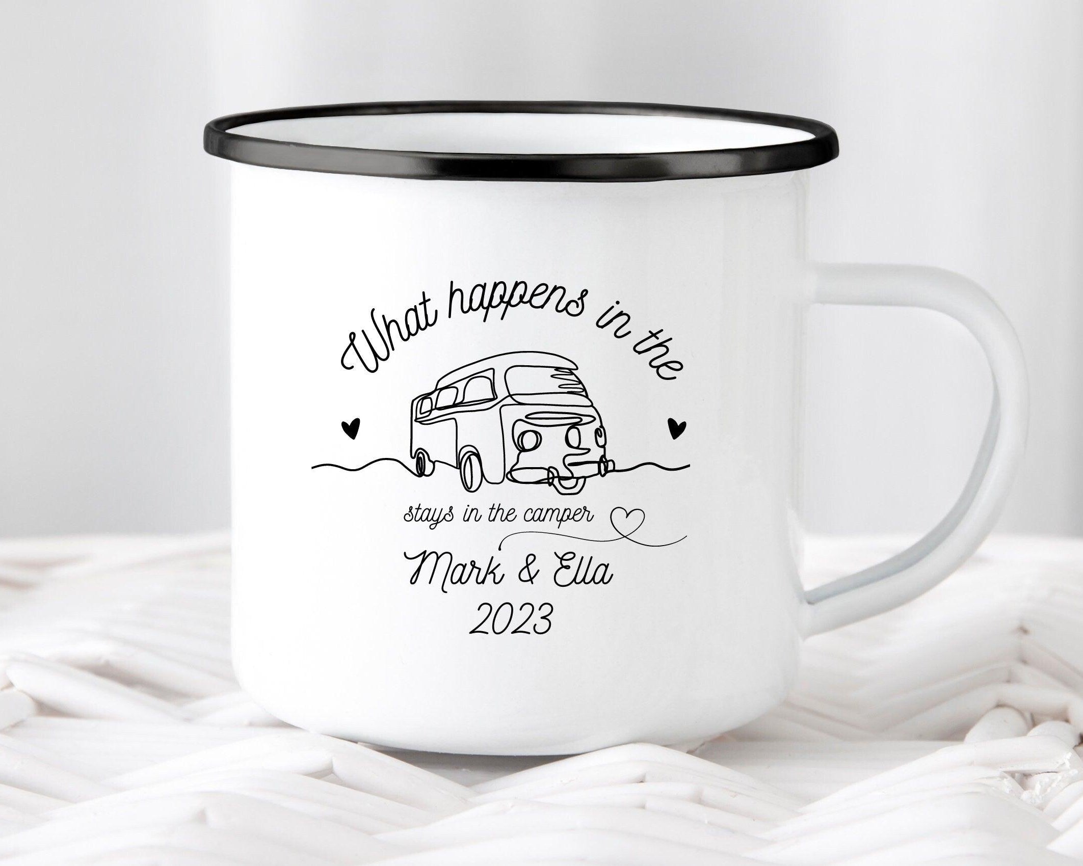 Emaille Tasse | Camping | personalisiert | Camping Crew - Roo's Gift Shop
