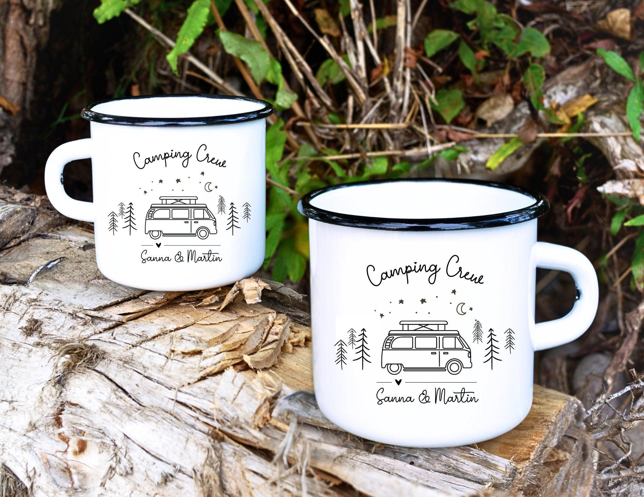 Emaille Tasse | Camping | personalisiert | Camping Crew - Roo's Gift Shop