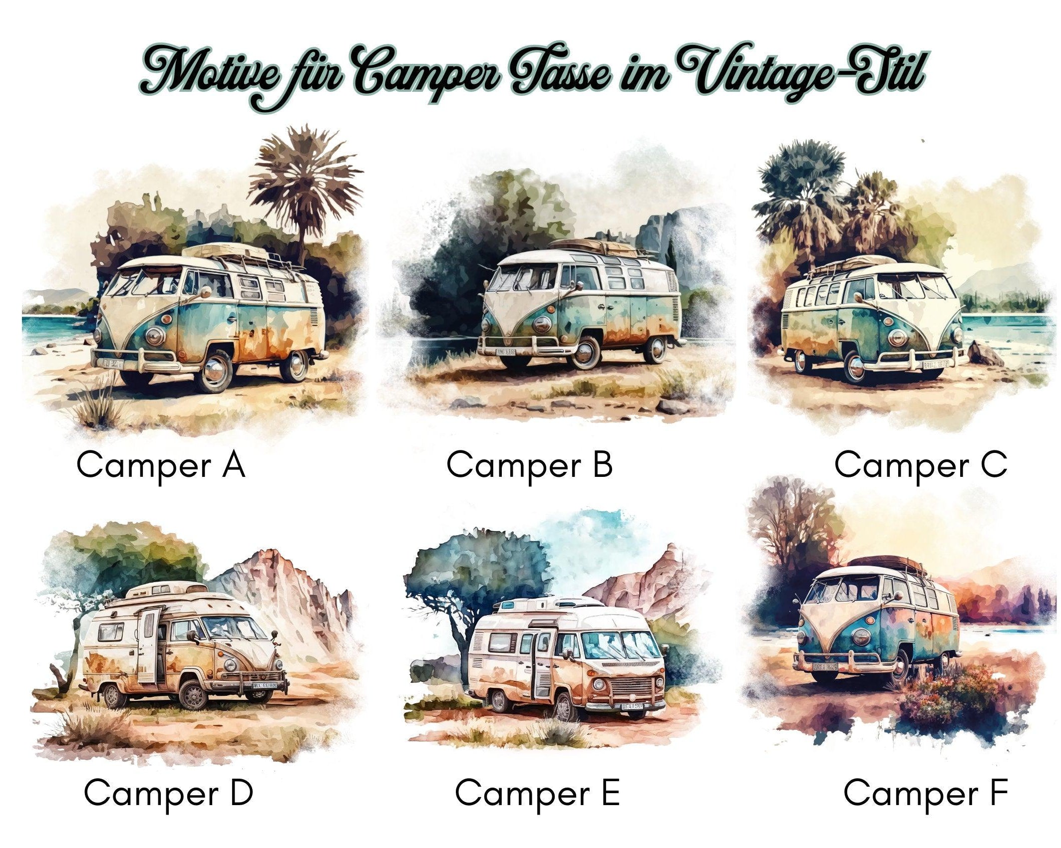 Emaille Tasse | Camping | personalisiert | Retro VW-Bulli - Roo's Gift Shop