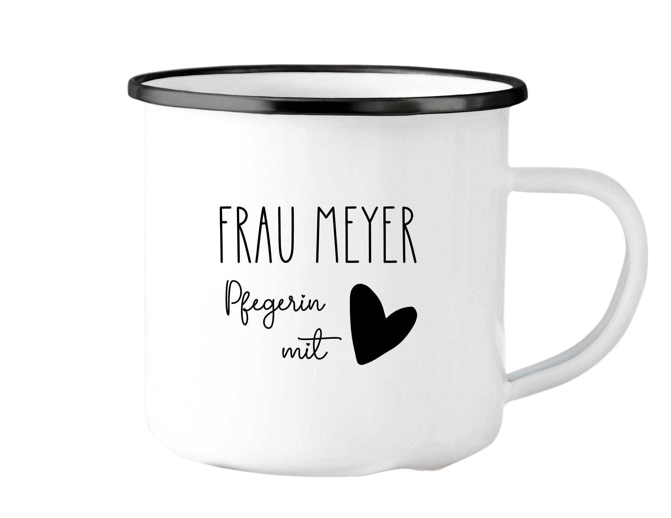 Emaille Tasse | Lehrerin mit Herz | Abschiedsgeschenk - Roo's Gift Shop