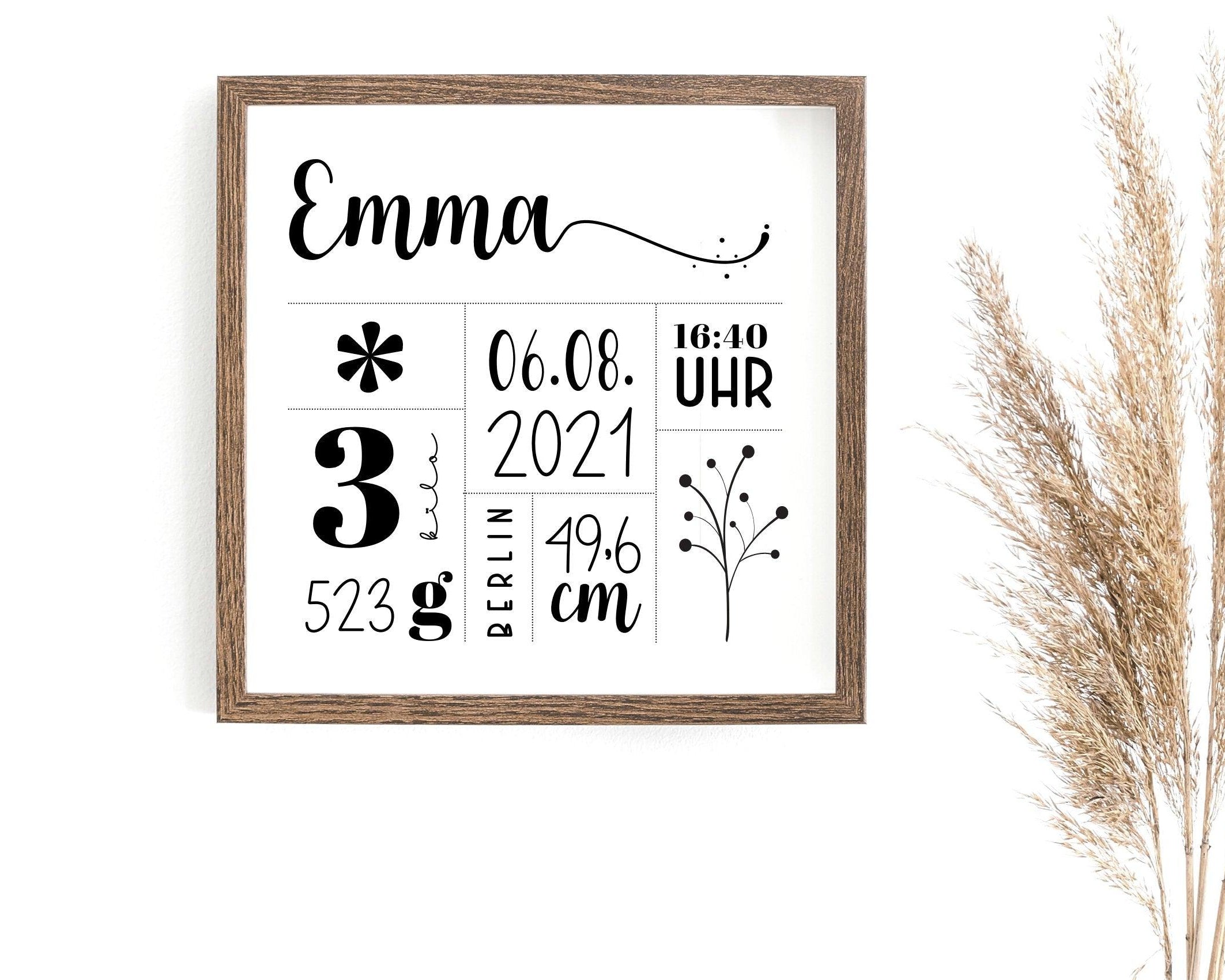 Geburtsposter | Taufgeschenk | personalisiert | Name | Bild Baby Geschenk - Roo's Gift Shop