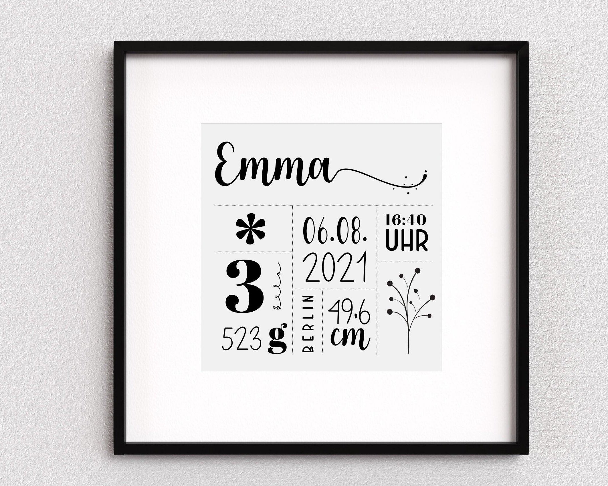 Geburtsposter | Taufgeschenk | personalisiert | Name | Bild Baby Geschenk - Roo's Gift Shop