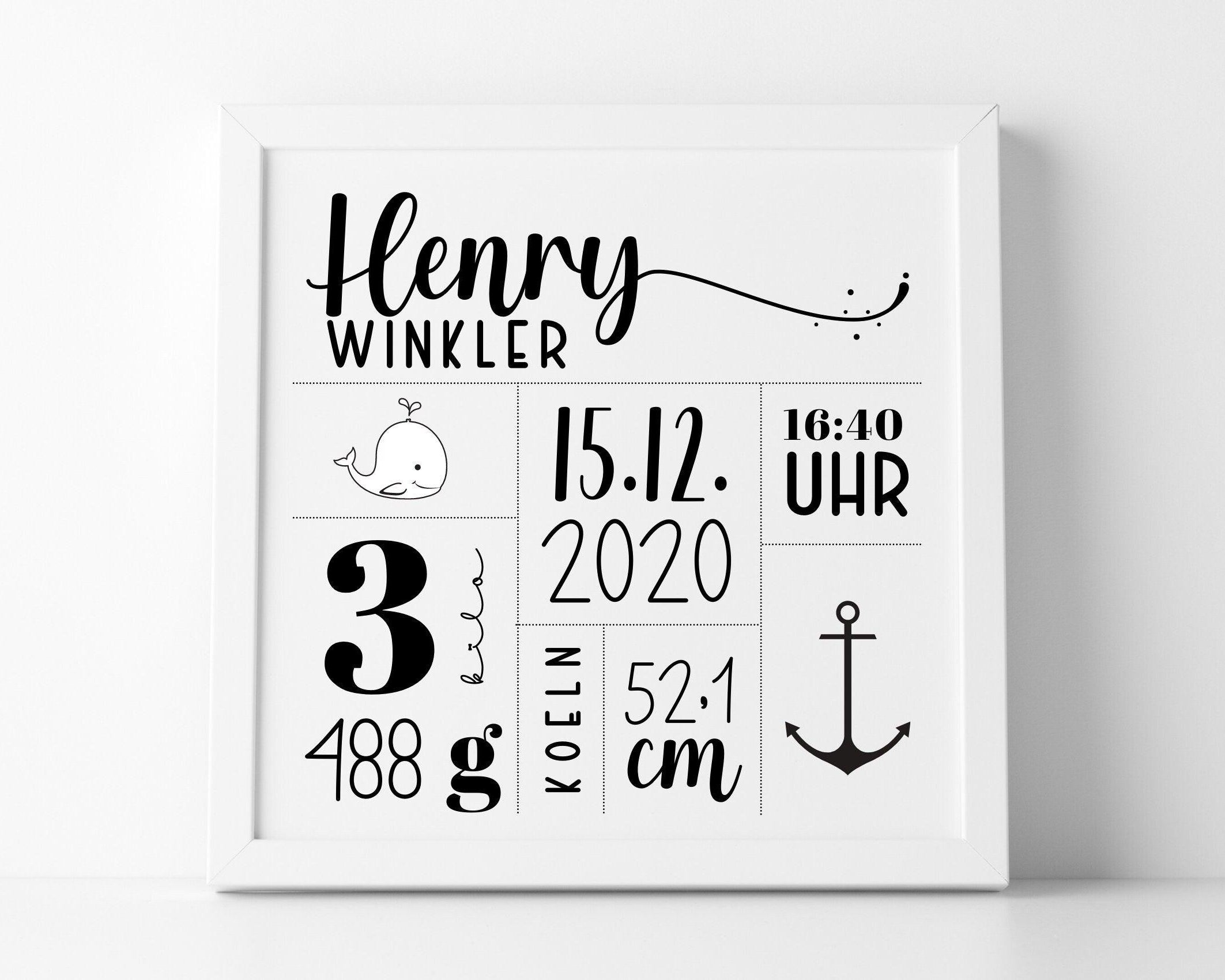 Geburtsposter | Taufgeschenk | personalisiert | Name | Bild Baby Geschenk - Roo's Gift Shop