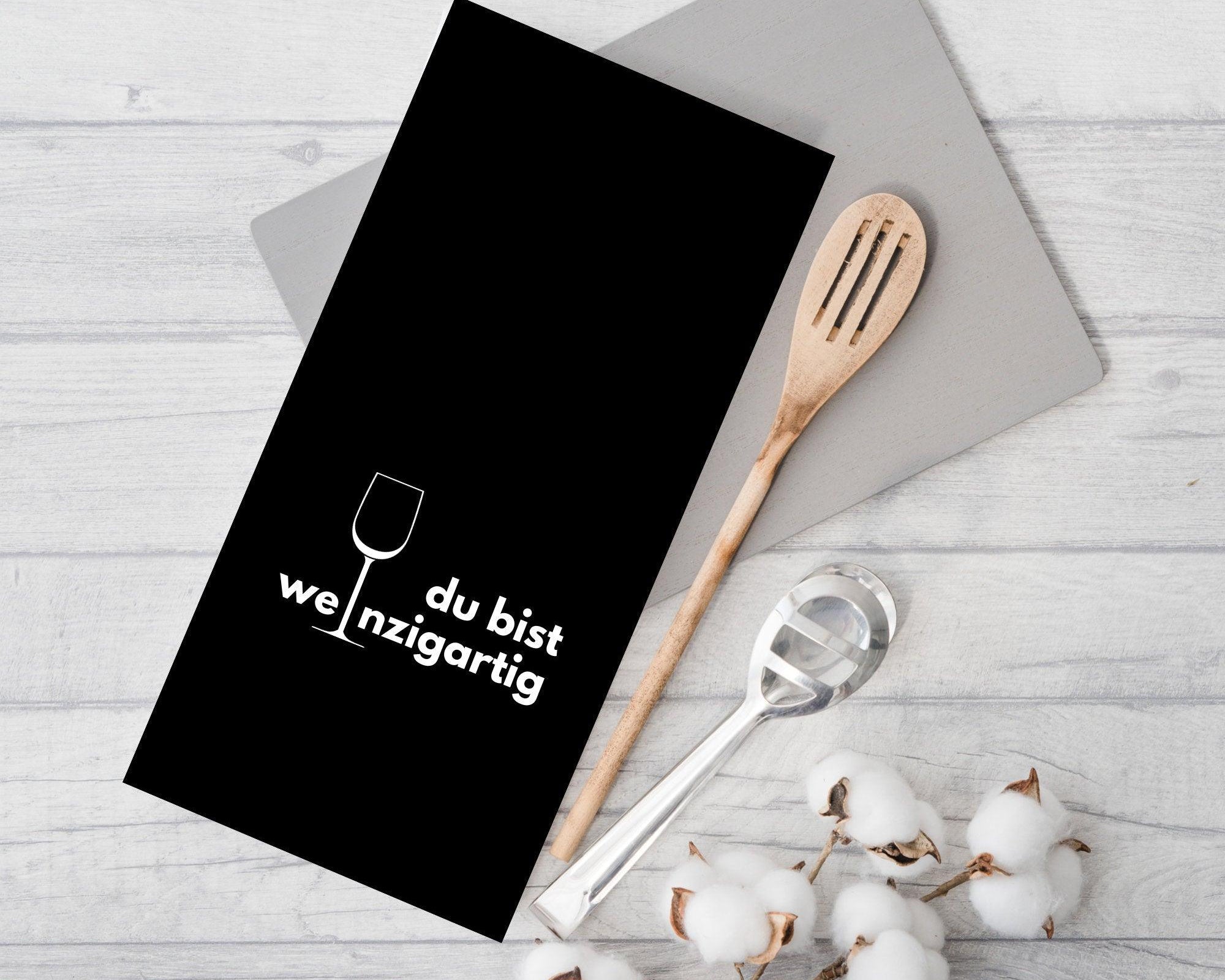 Geschirrtuch | Du bist weinzigartig | lustiger Spruch - Roo's Gift Shop