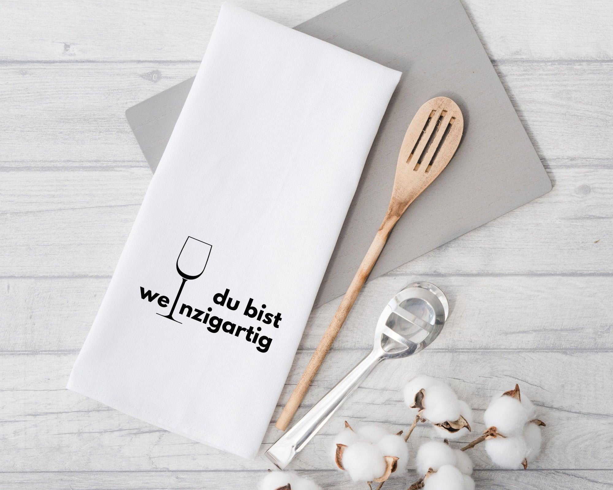 Geschirrtuch | Du bist weinzigartig | lustiger Spruch - Roo's Gift Shop