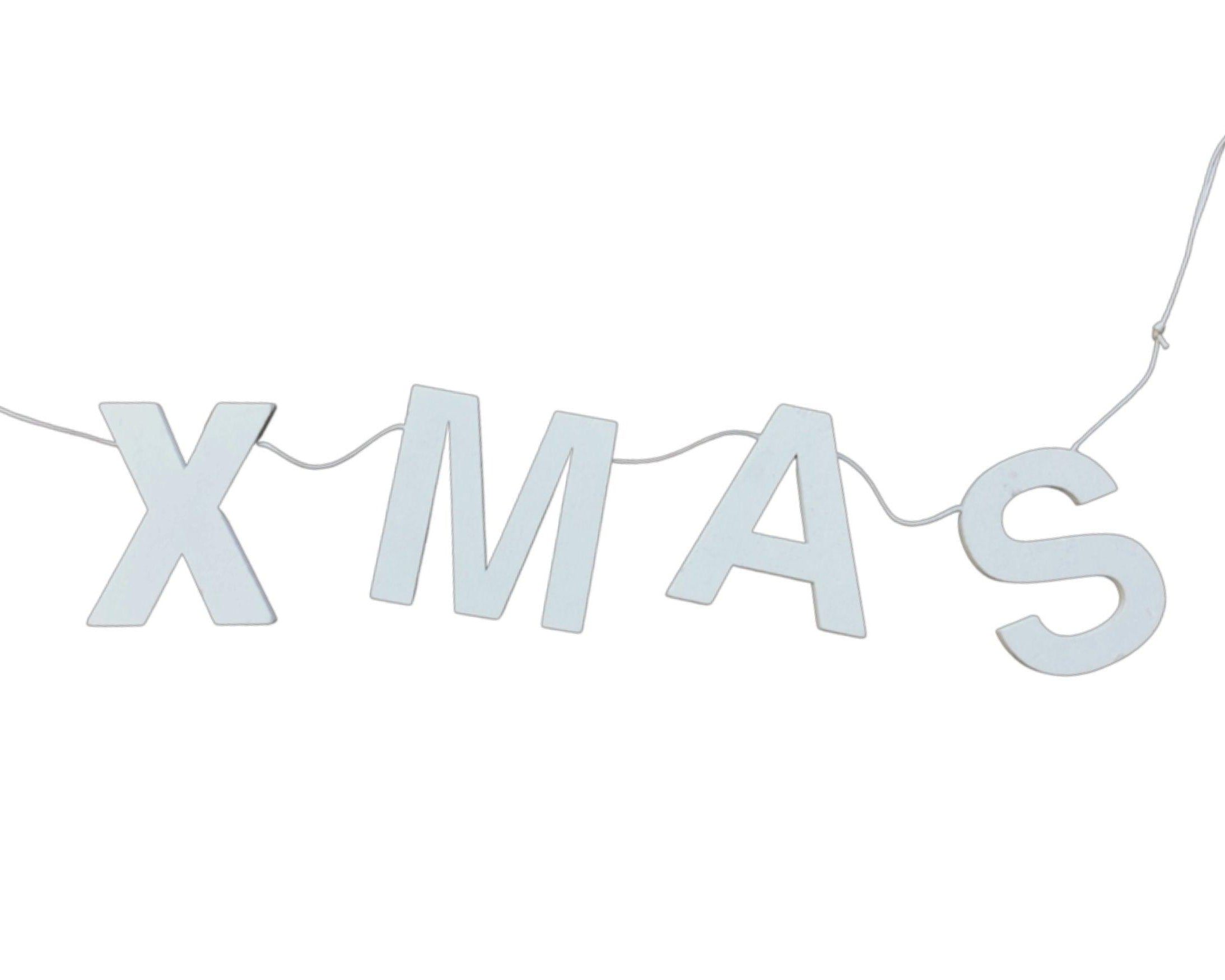 Girlande Holzbuchstaben XMAS | zum Hängen | weiß | 90 cm - Roo's Gift Shop