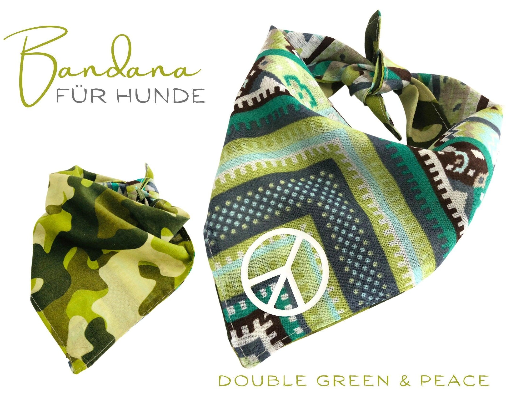 Grünes Wende Hunde Halstuch | Bandana | Dreieckstuch | Gr. S - Roo's Gift Shop