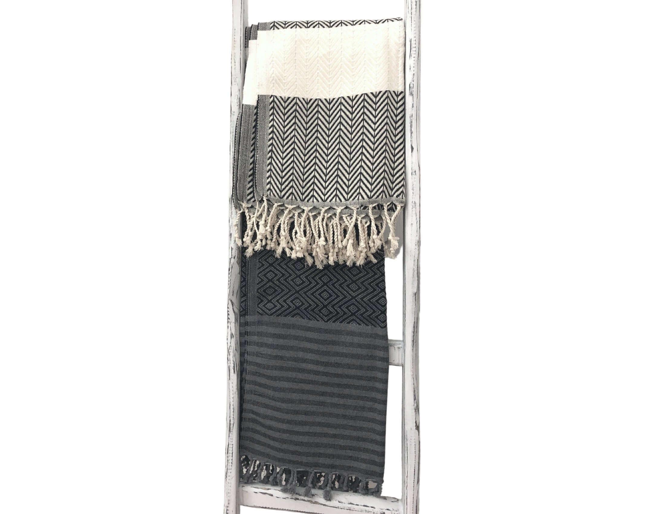 Hamamtuch | Handtuch | beige, grau und schwarz - Roo's Gift Shop