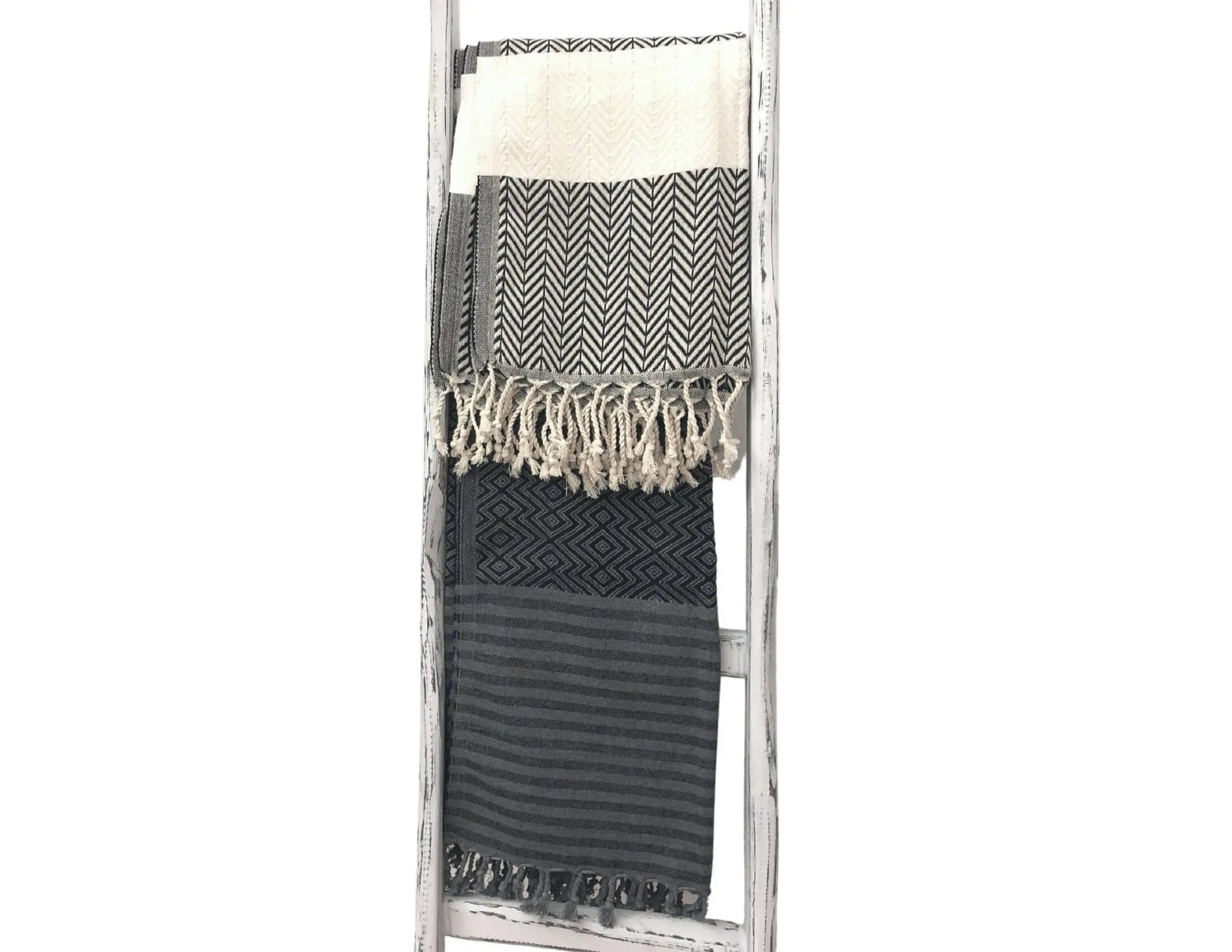 Hamamtuch | Handtuch | beige, grau und schwarz - Roo's Gift Shop