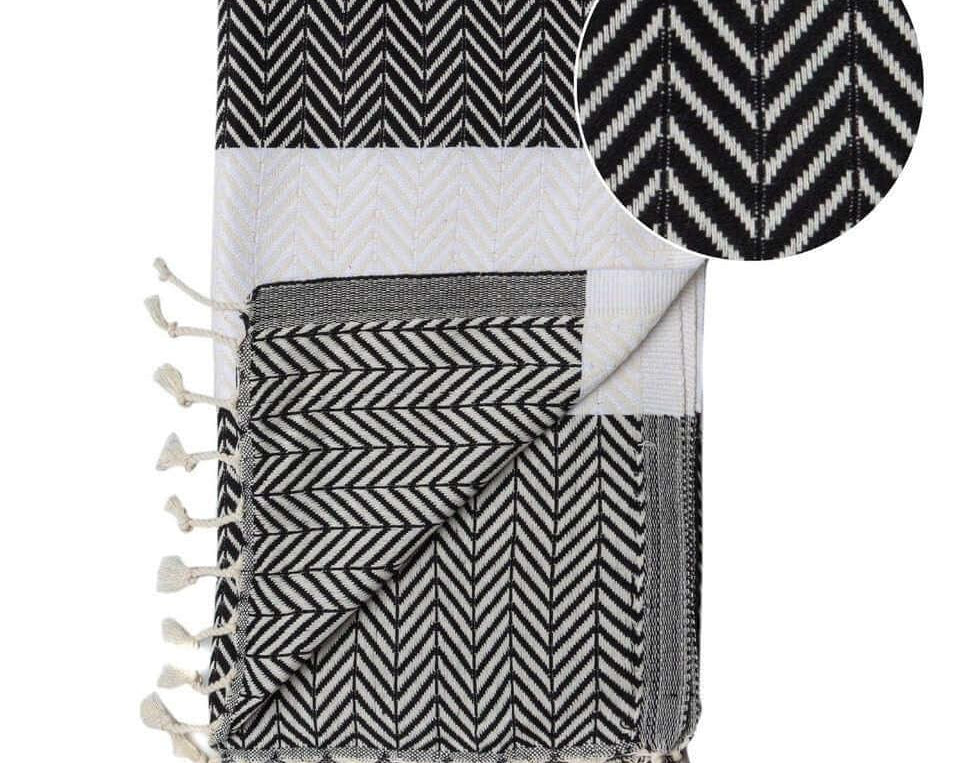 Hamamtuch | Handtuch | beige, grau und schwarz - Roo's Gift Shop