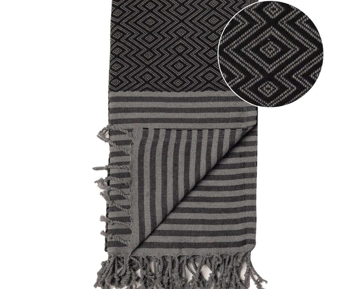 Hamamtuch | Handtuch | beige, grau und schwarz - Roo's Gift Shop