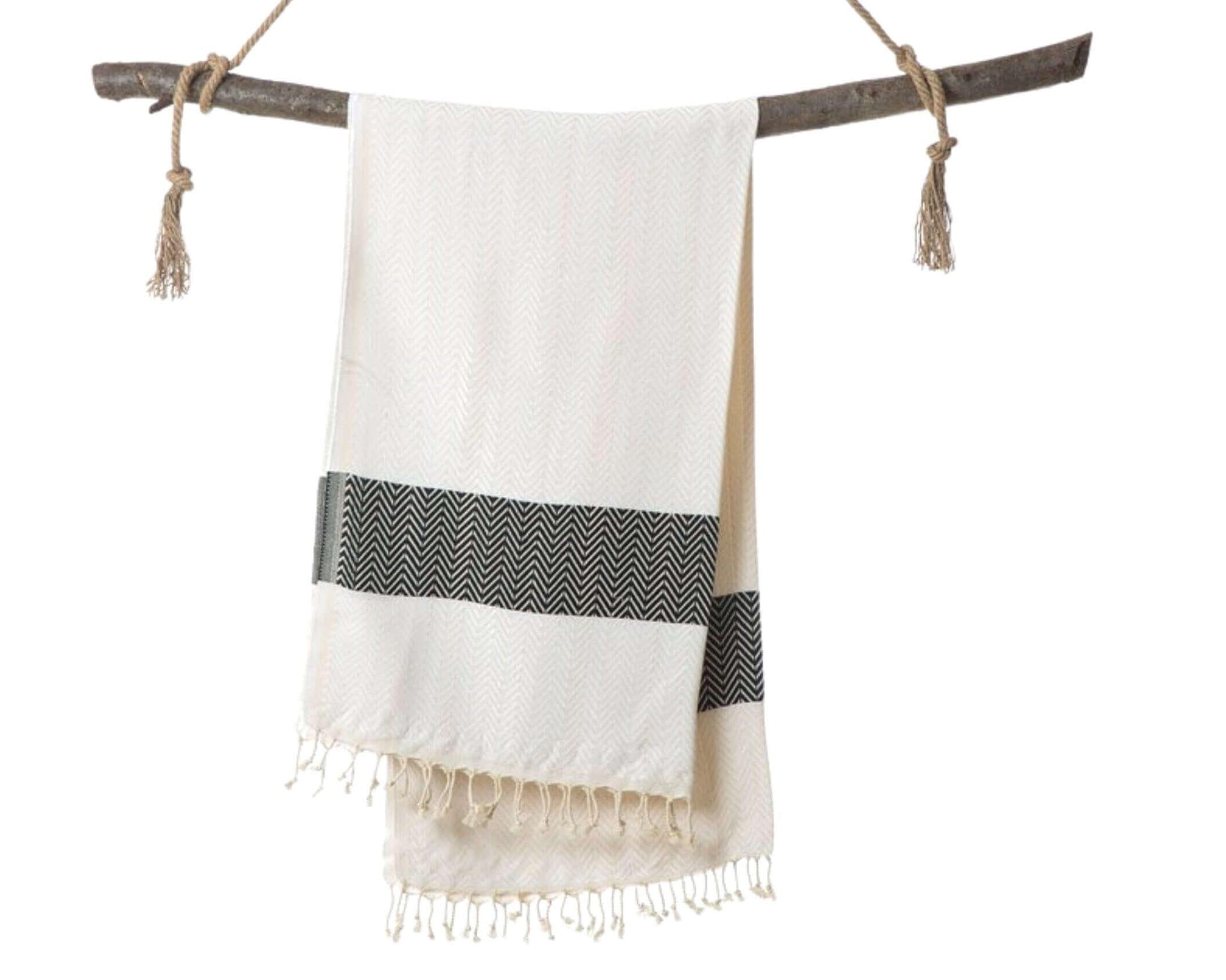 Hamamtuch | Handtuch | beige, grau und schwarz - Roo's Gift Shop