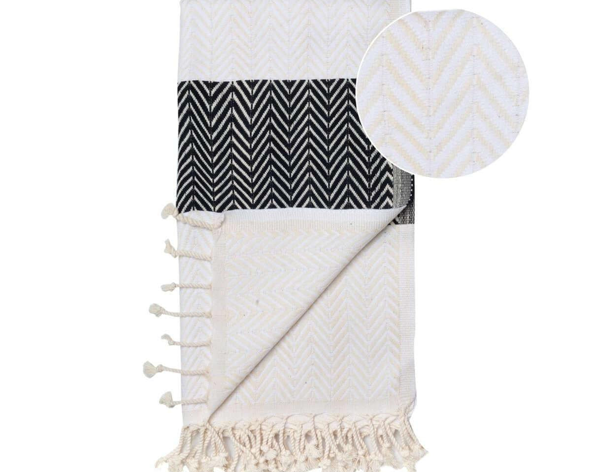 Hamamtuch | Handtuch | beige, grau und schwarz - Roo's Gift Shop