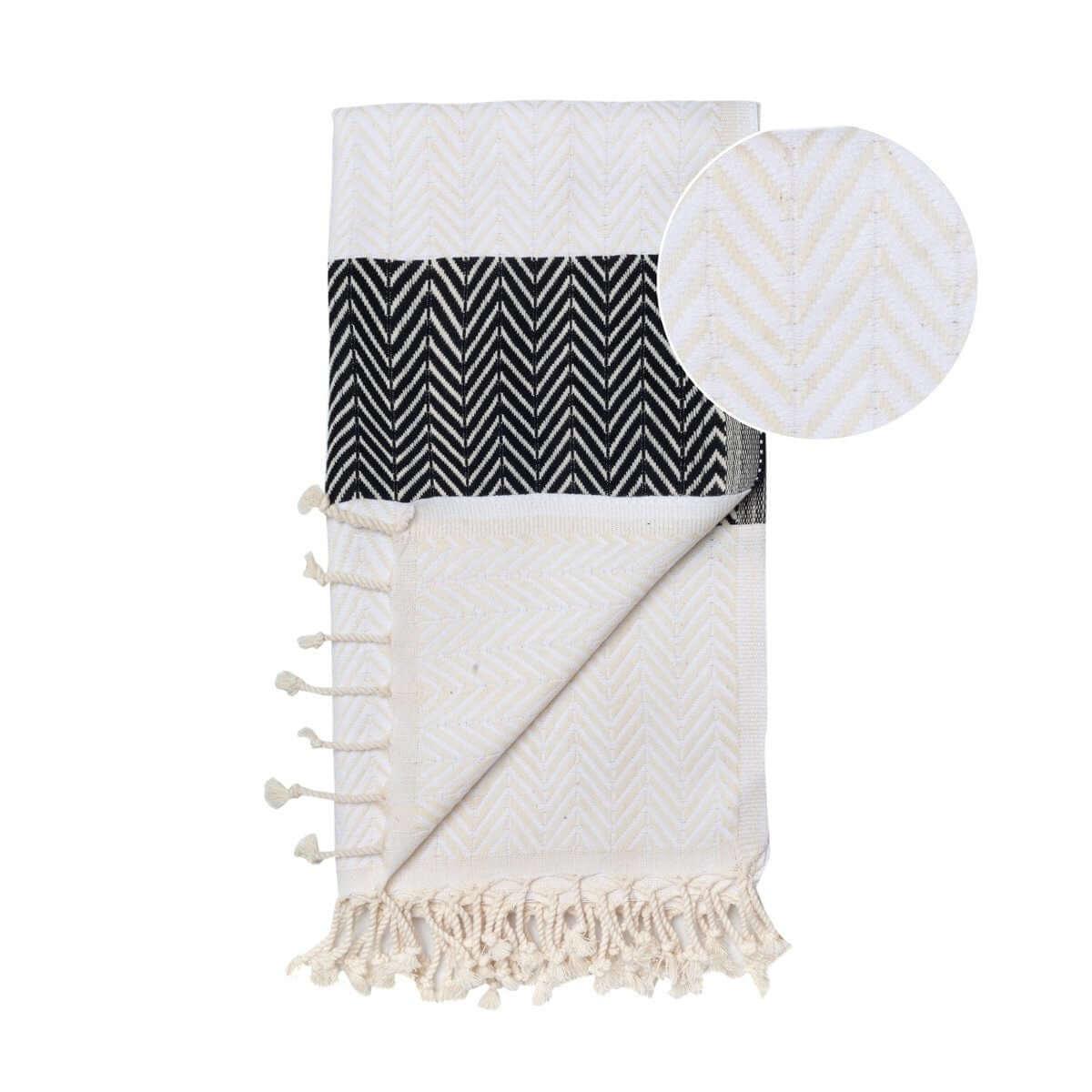 Hamamtuch | Handtuch | beige, grau und schwarz - Roo's Gift Shop