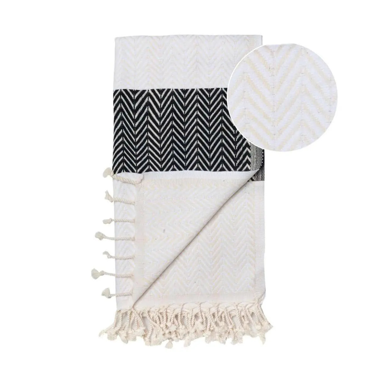 Hamamtuch | Handtuch | beige, grau und schwarz - Roo's Gift Shop