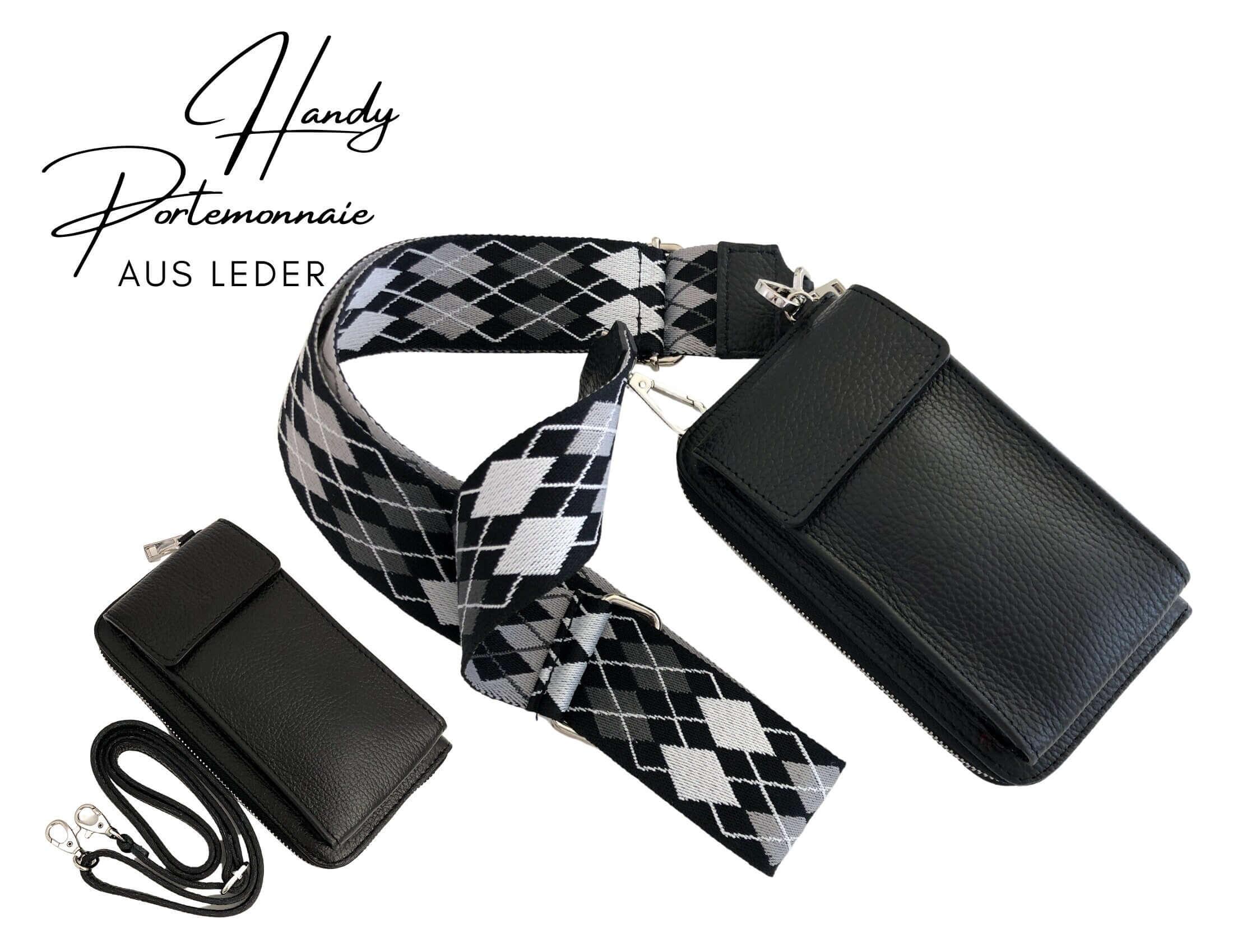 Handyportemonnaie | Echt Leder | schwarz - Roo's Gift Shop