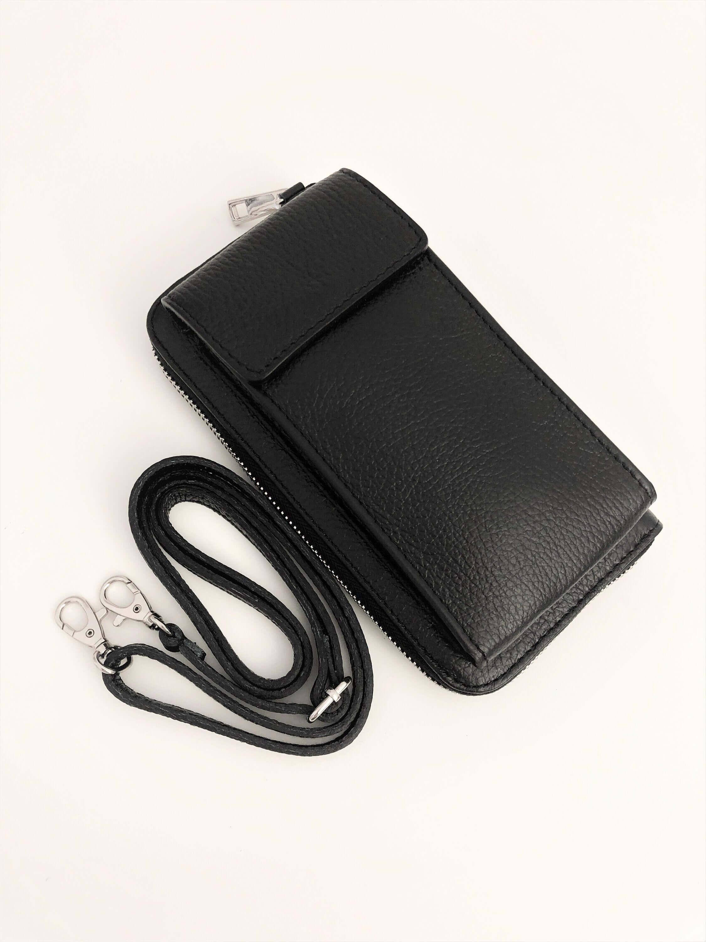 Handyportemonnaie | Echt Leder | schwarz - Roo's Gift Shop