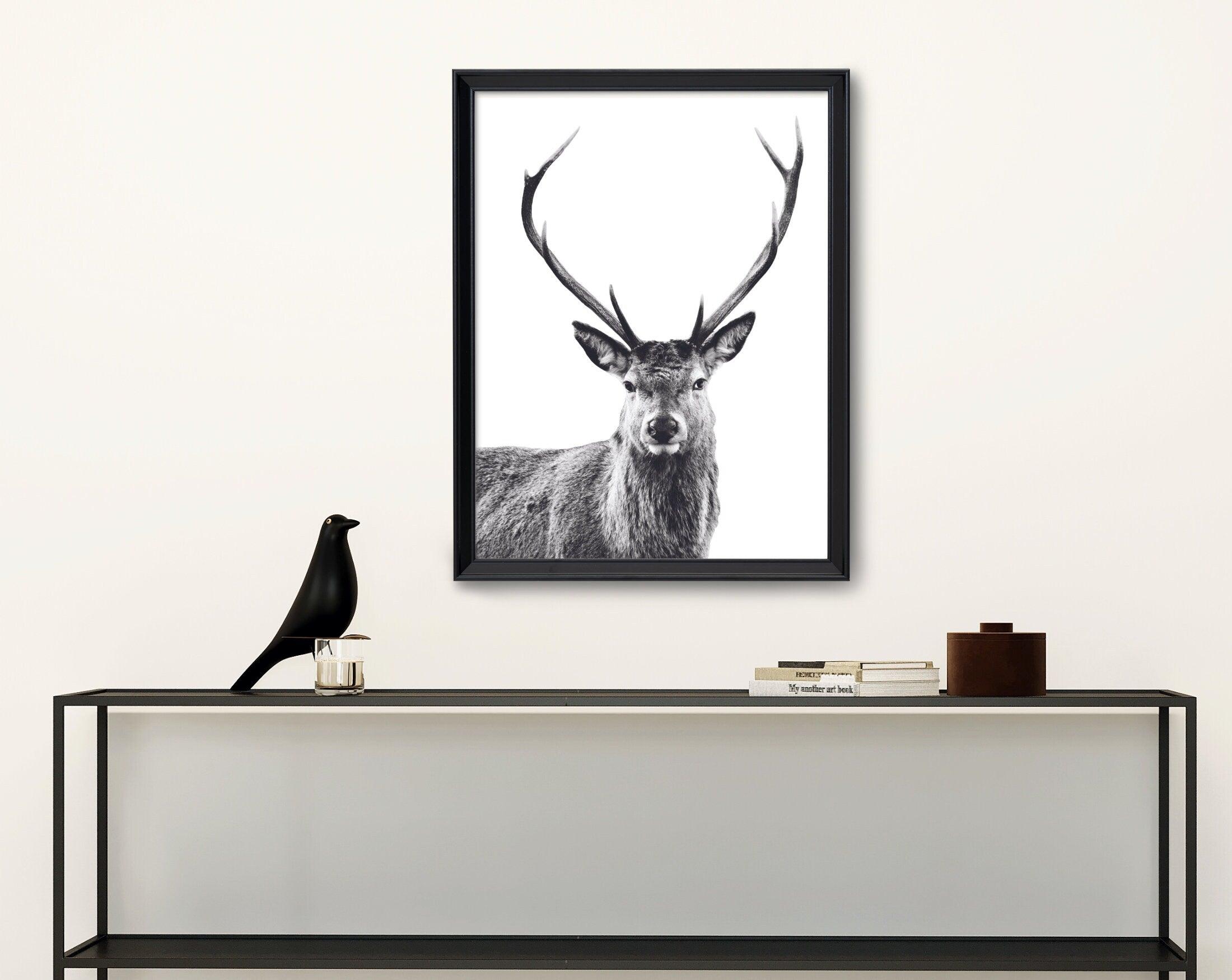 Hirsch Poster | schwarz weiß | Foto Kunstdruck - Roo's Gift Shop