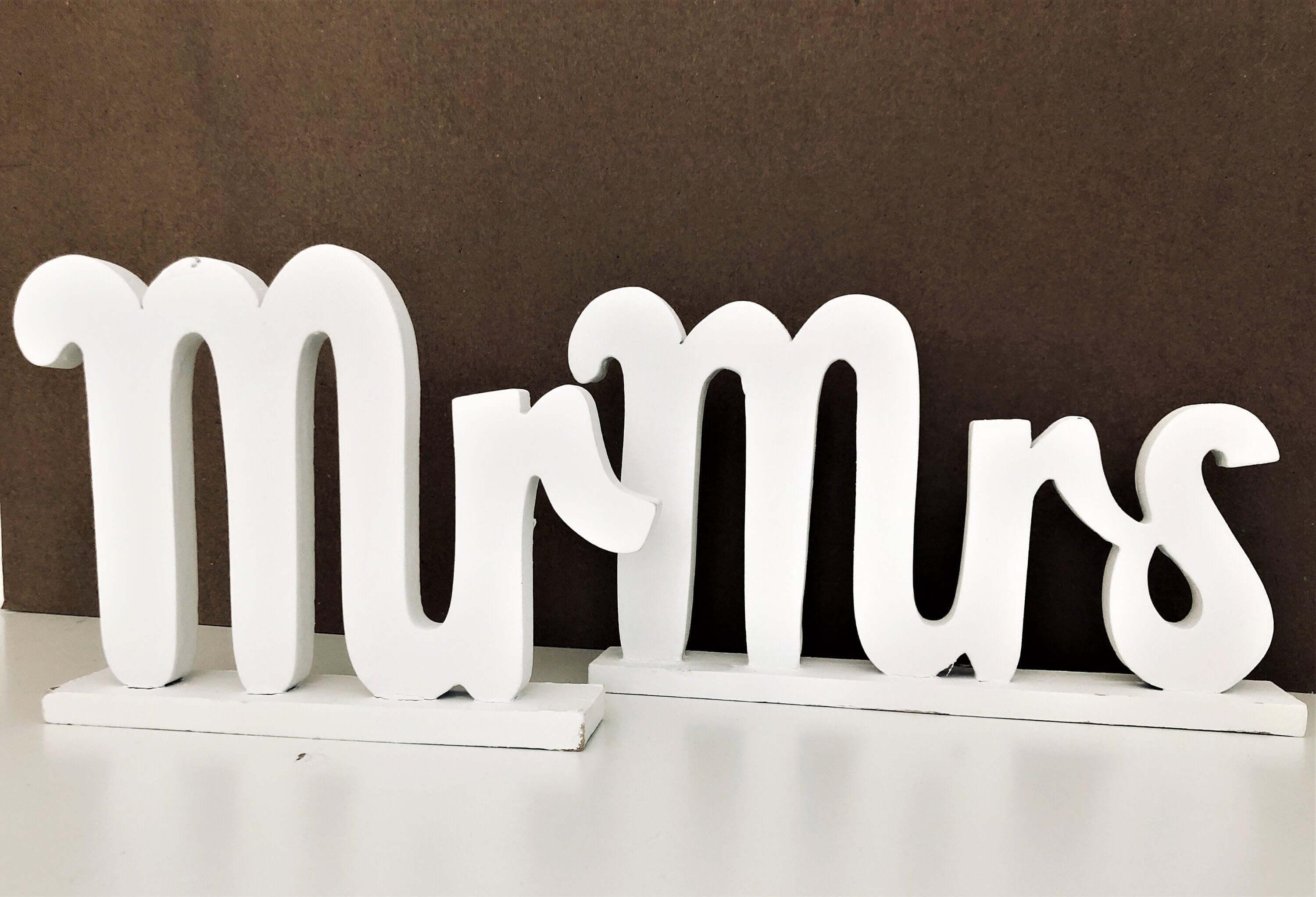 Hochzeit | Aufsteller Mr. Mrs. | Holz | weiß - Roo's Gift Shop