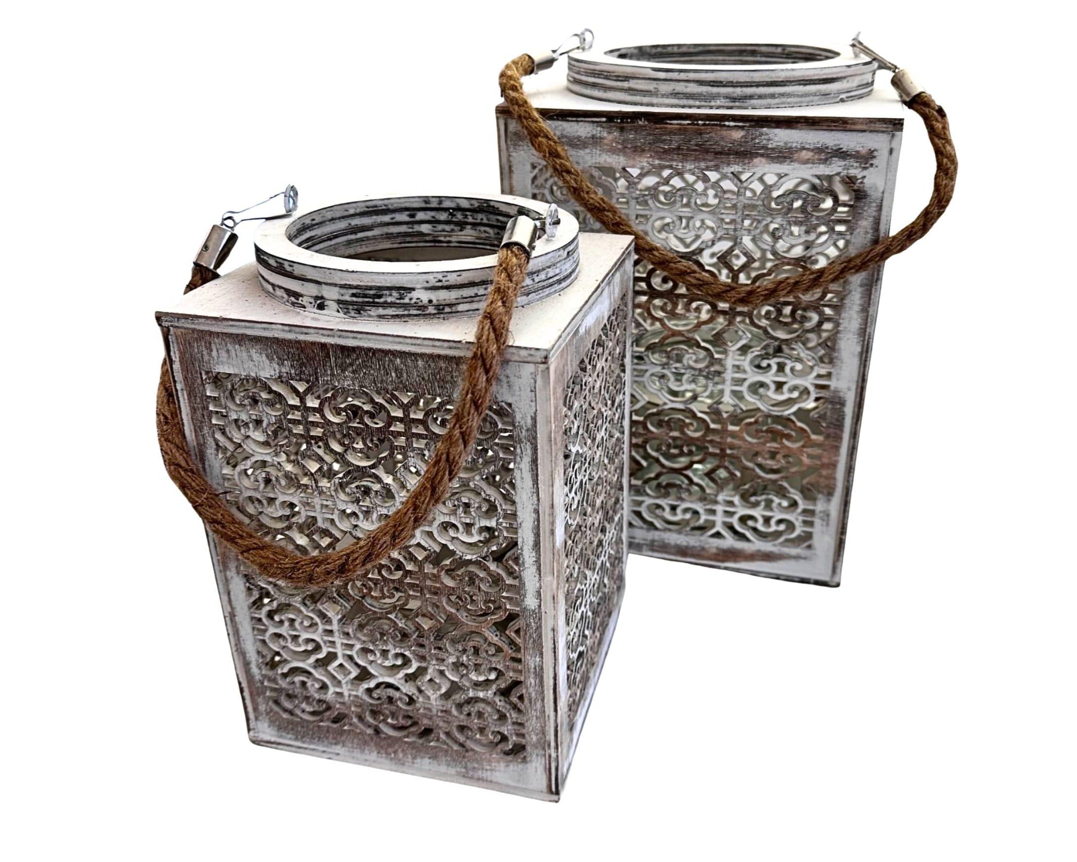 Holzlaterne | Vintage Shabby | marokkanischer Style - Roo's Gift Shop