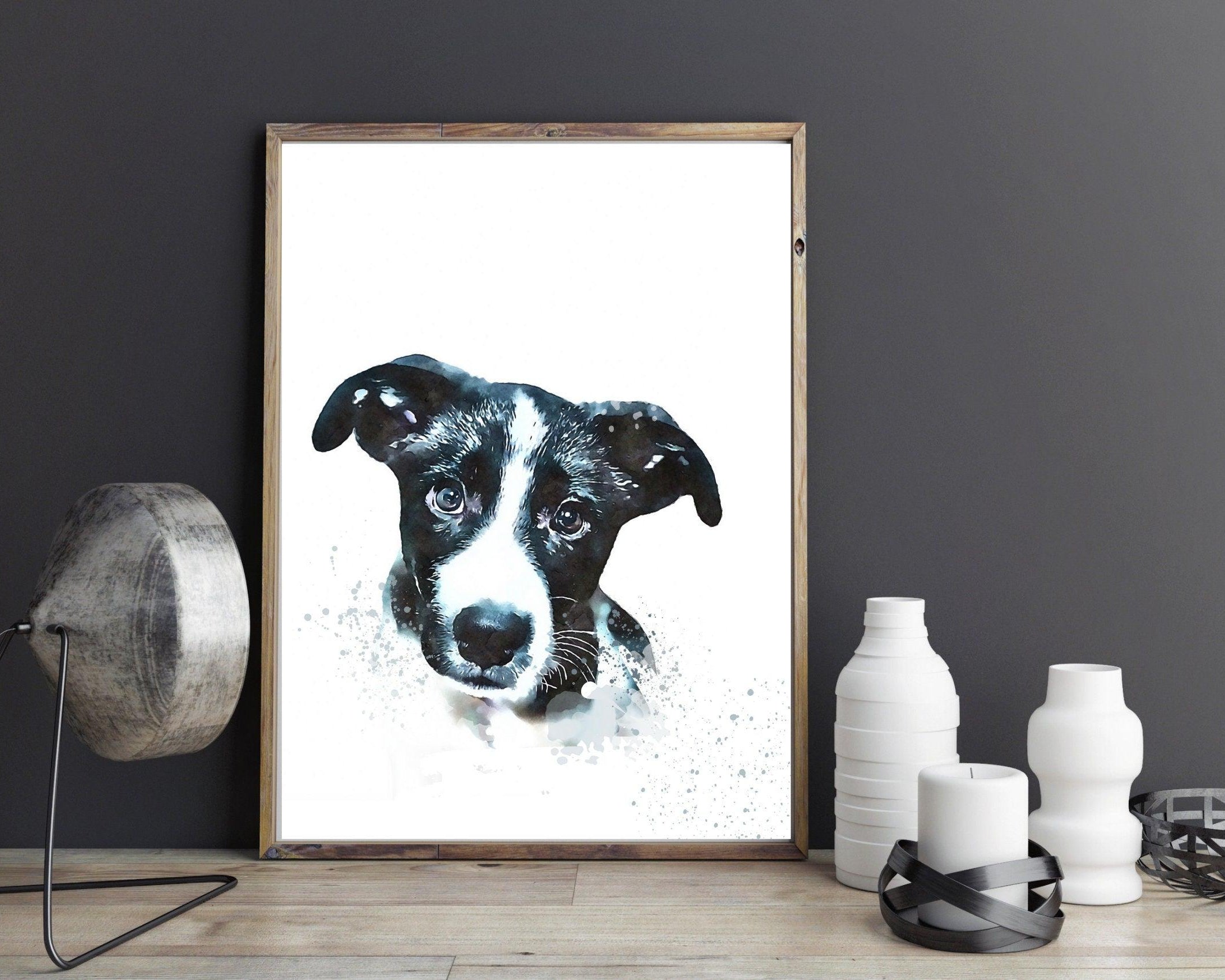 Hunde Portrait | Rahmen | Tierportrait nach Foto - Roo's Gift Shop