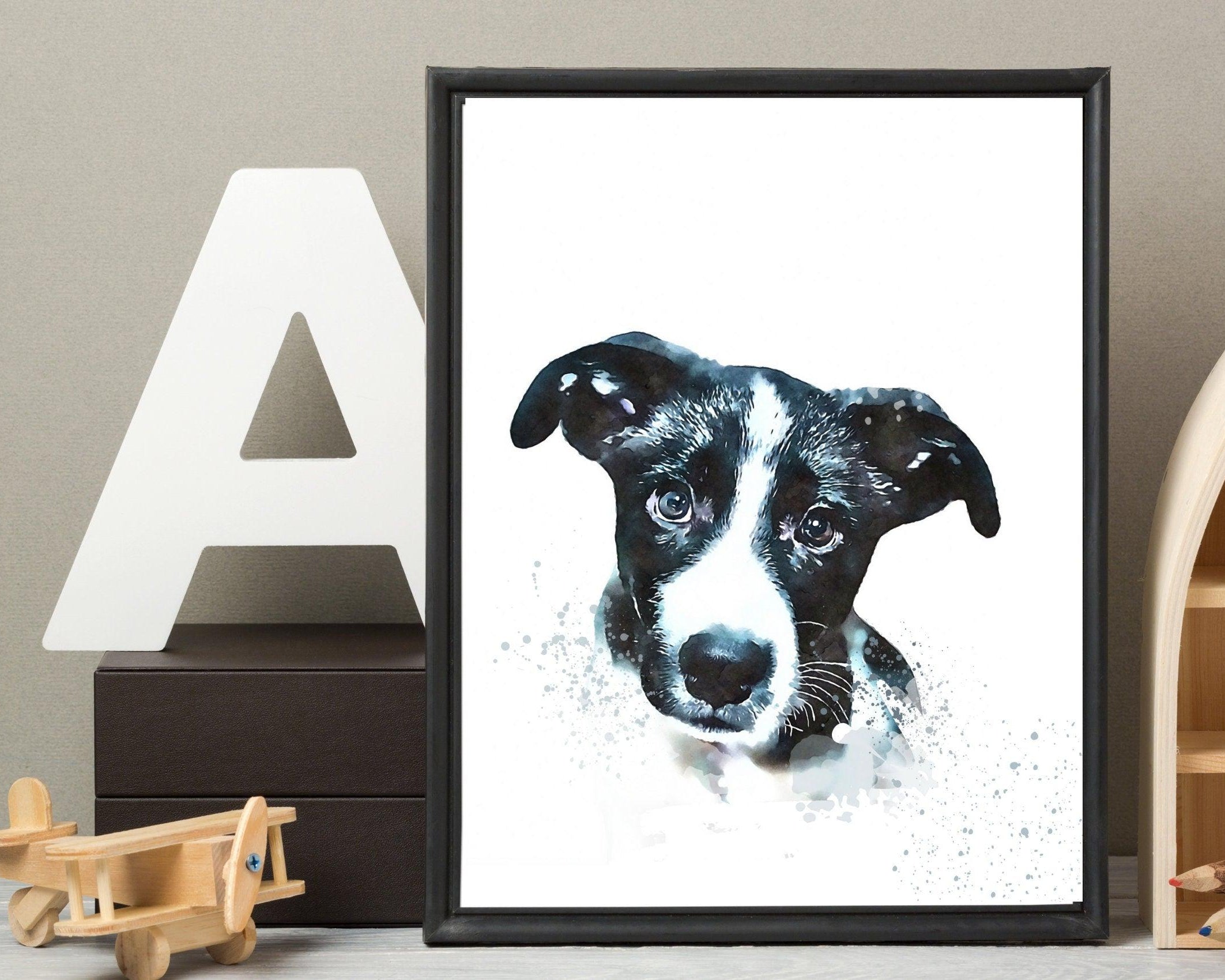 Hunde Portrait | Rahmen | Tierportrait nach Foto - Roo's Gift Shop