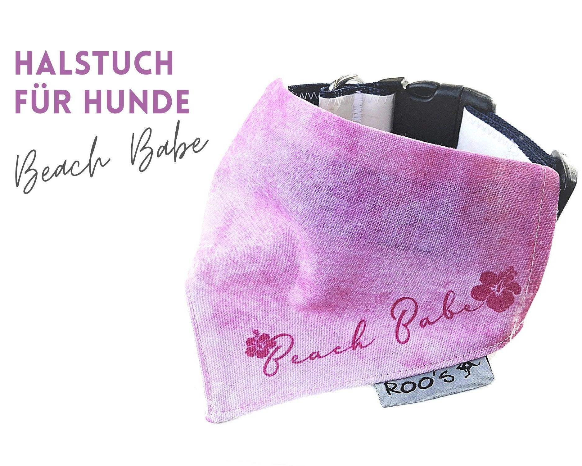 Hundehalstuch "Beach Babe" | pink | Hunde Bandana - Roo's Gift Shop