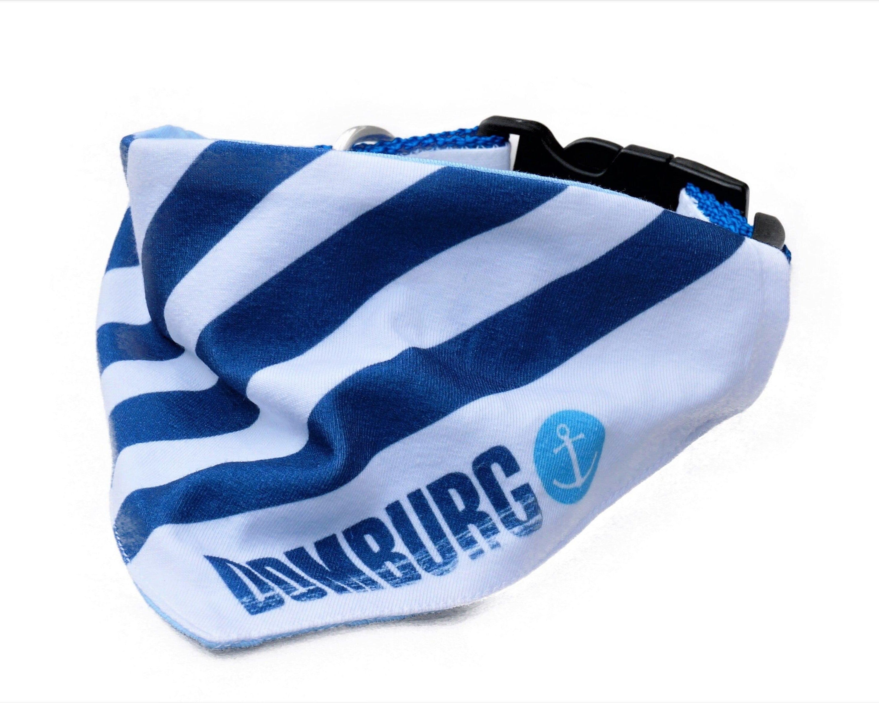 Hundehalstuch "Domburg" | weiß mit dunkelblauen Streifen | Hunde Bandana - Roo's Gift Shop