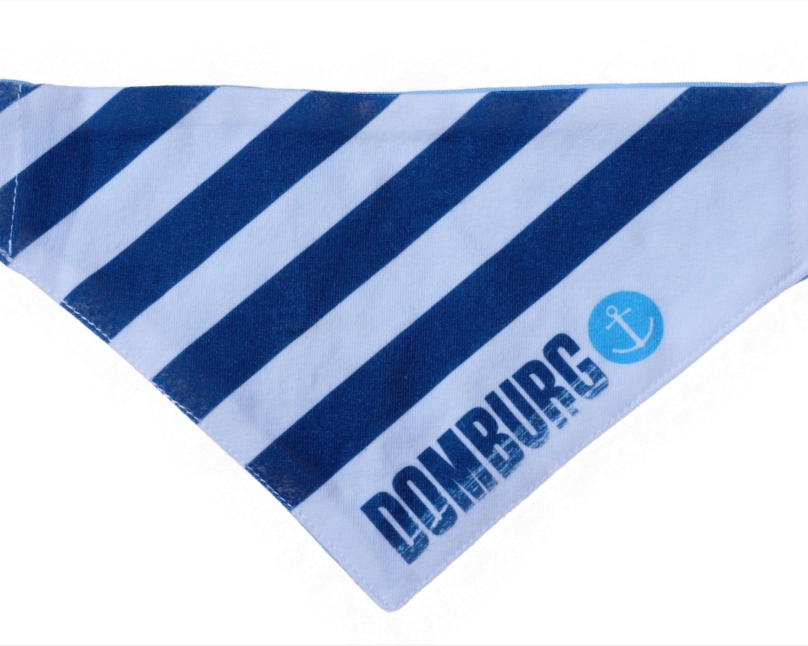 Hundehalstuch "Domburg" | weiß mit dunkelblauen Streifen | Hunde Bandana - Roo's Gift Shop