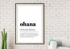 Design Poster | OHANA | Deutsche Definition Wörterbuch | Digital Print | Typo Bild | gerahmter Druck | Duden Lautschrift | Familie Freunde