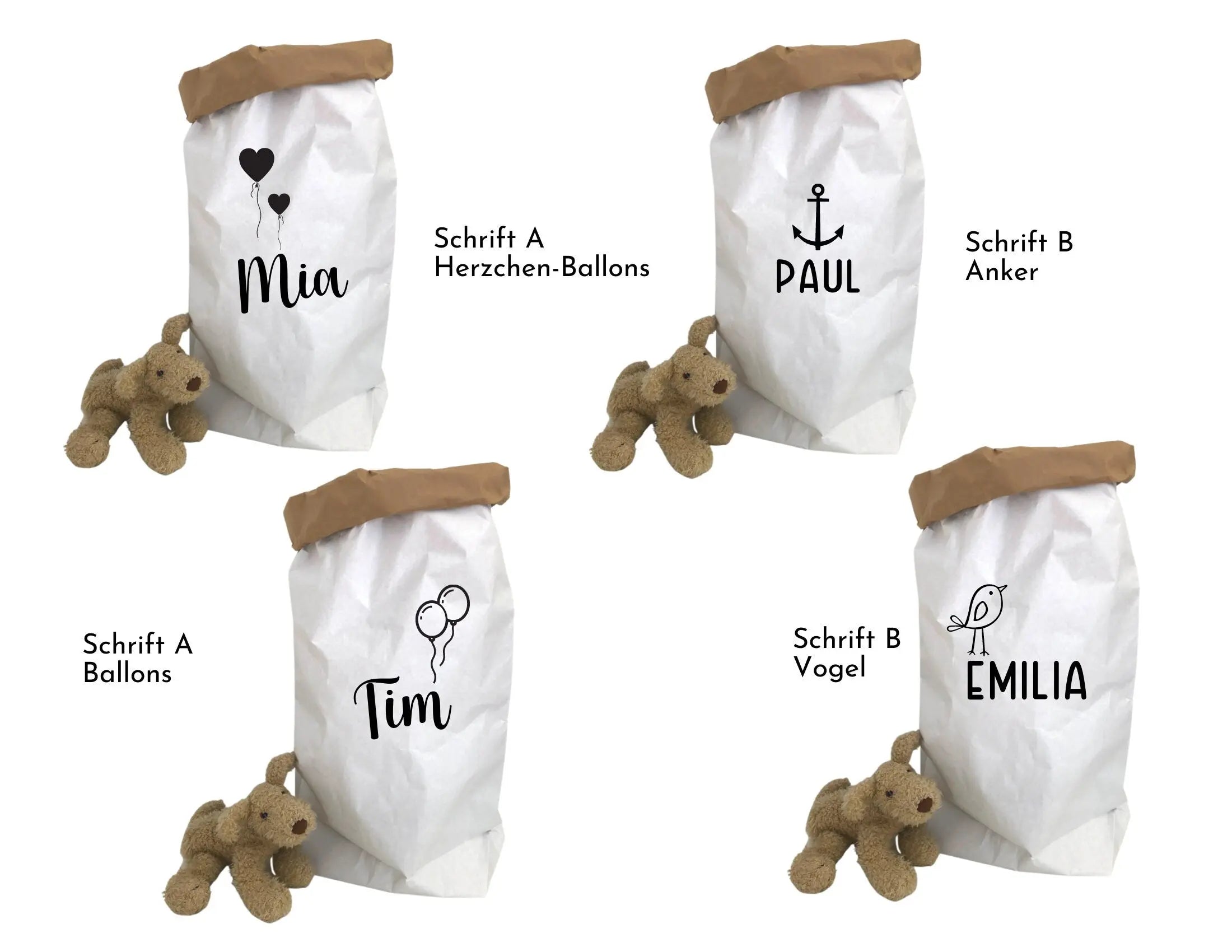 Großer Papiersack Kraftpapier | Aufbewahrung | Utensilo | Spielzeug Deko für Kinderzimmer | personalisiert | Name Kind