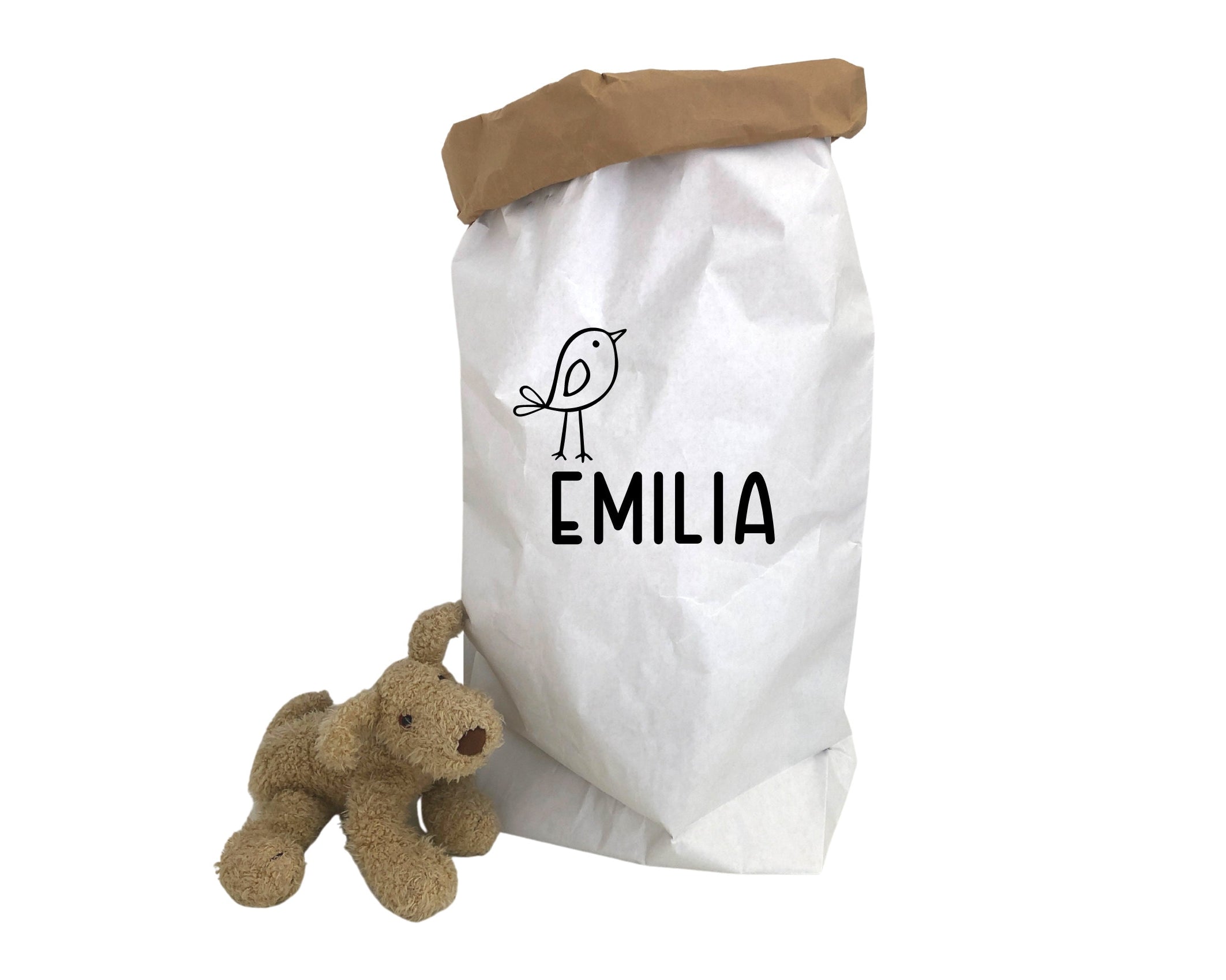 Großer Papiersack Kraftpapier | Aufbewahrung | Utensilo | Spielzeug Deko für Kinderzimmer | personalisiert | Name Kind
