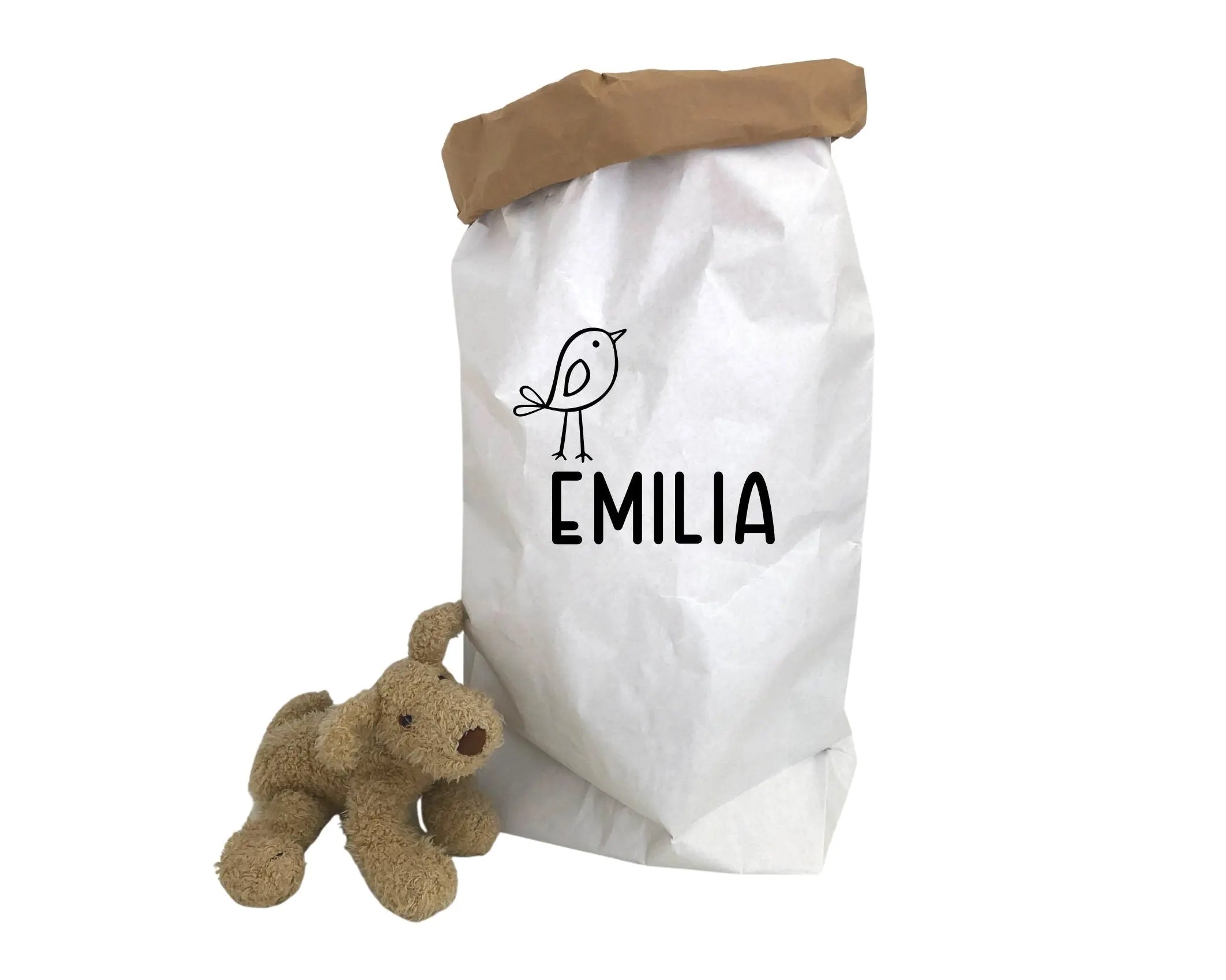 Großer Papiersack Kraftpapier | Aufbewahrung | Utensilo | Spielzeug Deko für Kinderzimmer | personalisiert | Name Kind