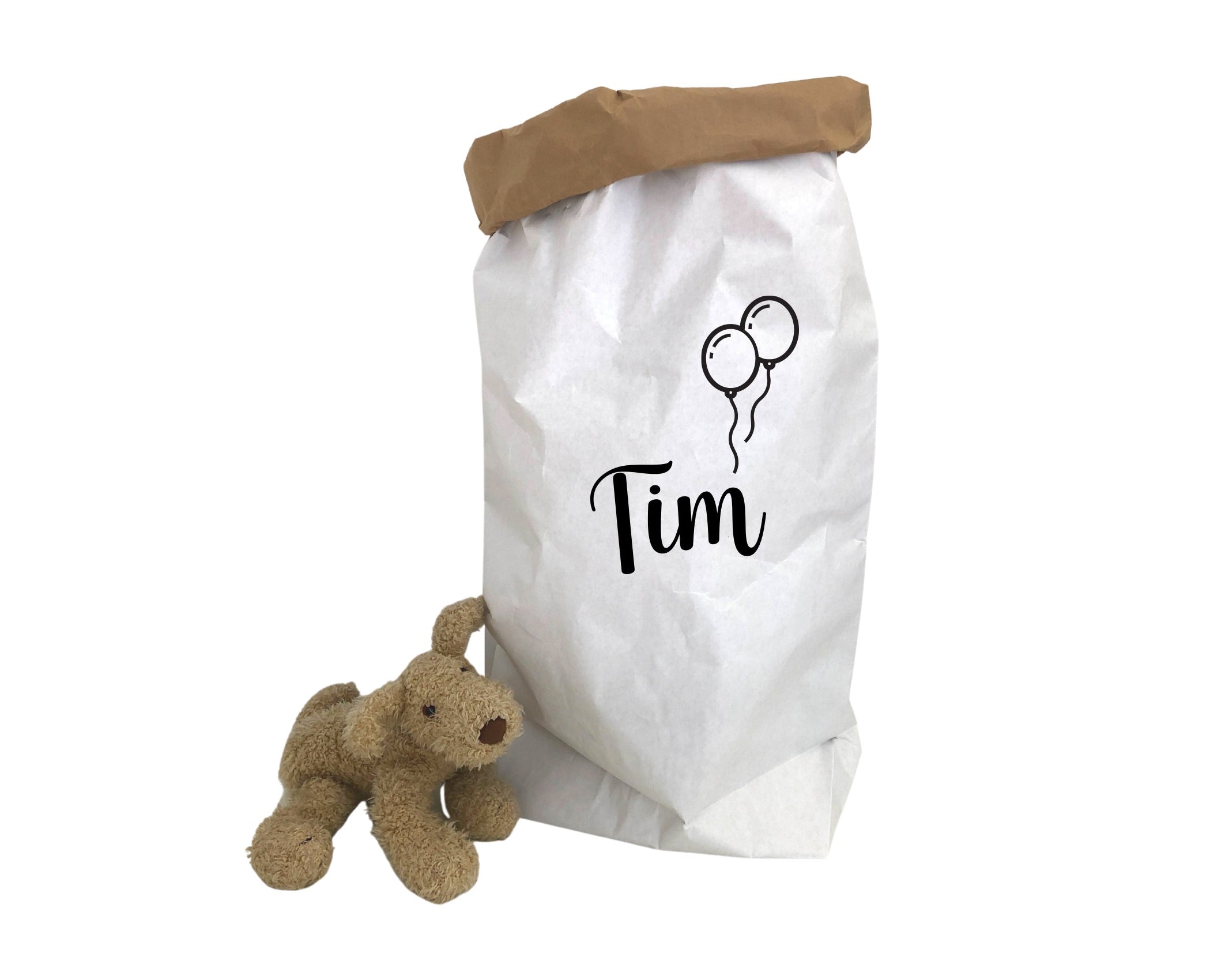 Großer Papiersack Kraftpapier | Aufbewahrung | Utensilo | Spielzeug Deko für Kinderzimmer | personalisiert | Name Kind