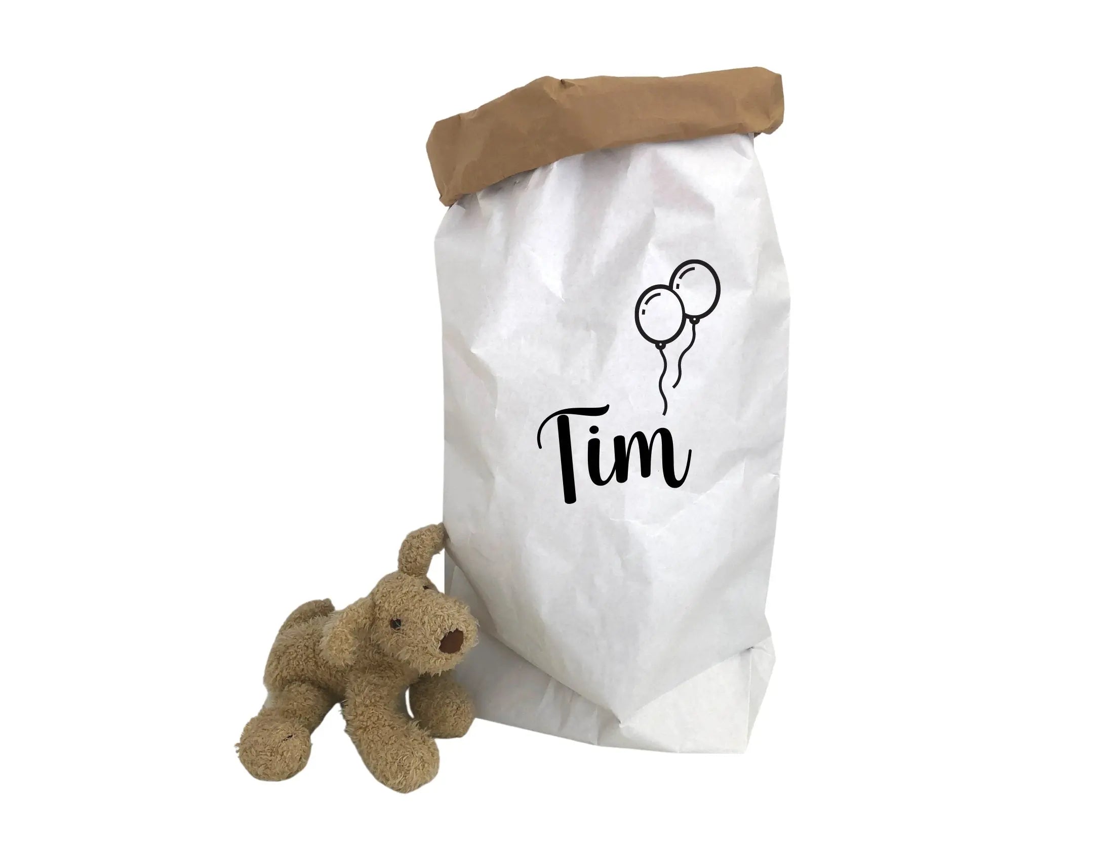 Großer Papiersack Kraftpapier | Aufbewahrung | Utensilo | Spielzeug Deko für Kinderzimmer | personalisiert | Name Kind