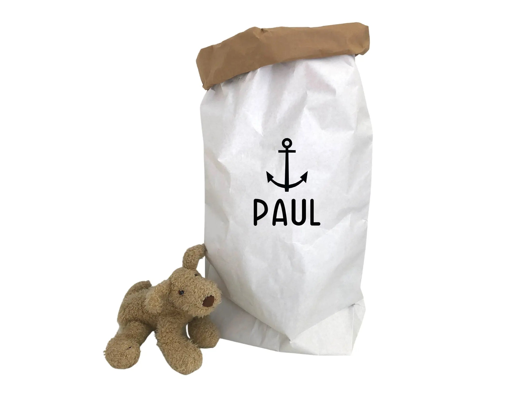 Großer Papiersack Kraftpapier | Aufbewahrung | Utensilo | Spielzeug Deko für Kinderzimmer | personalisiert | Name Kind