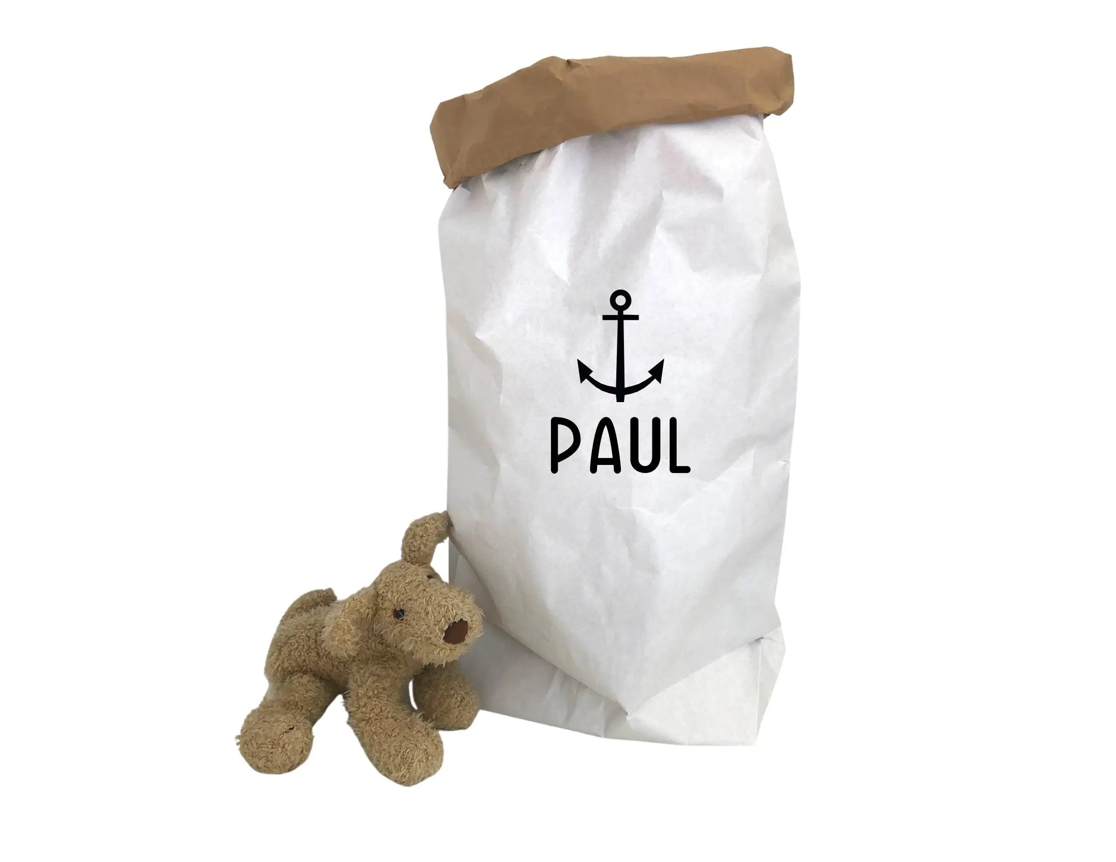 Großer Papiersack Kraftpapier | Aufbewahrung | Utensilo | Spielzeug Deko für Kinderzimmer | personalisiert | Name Kind