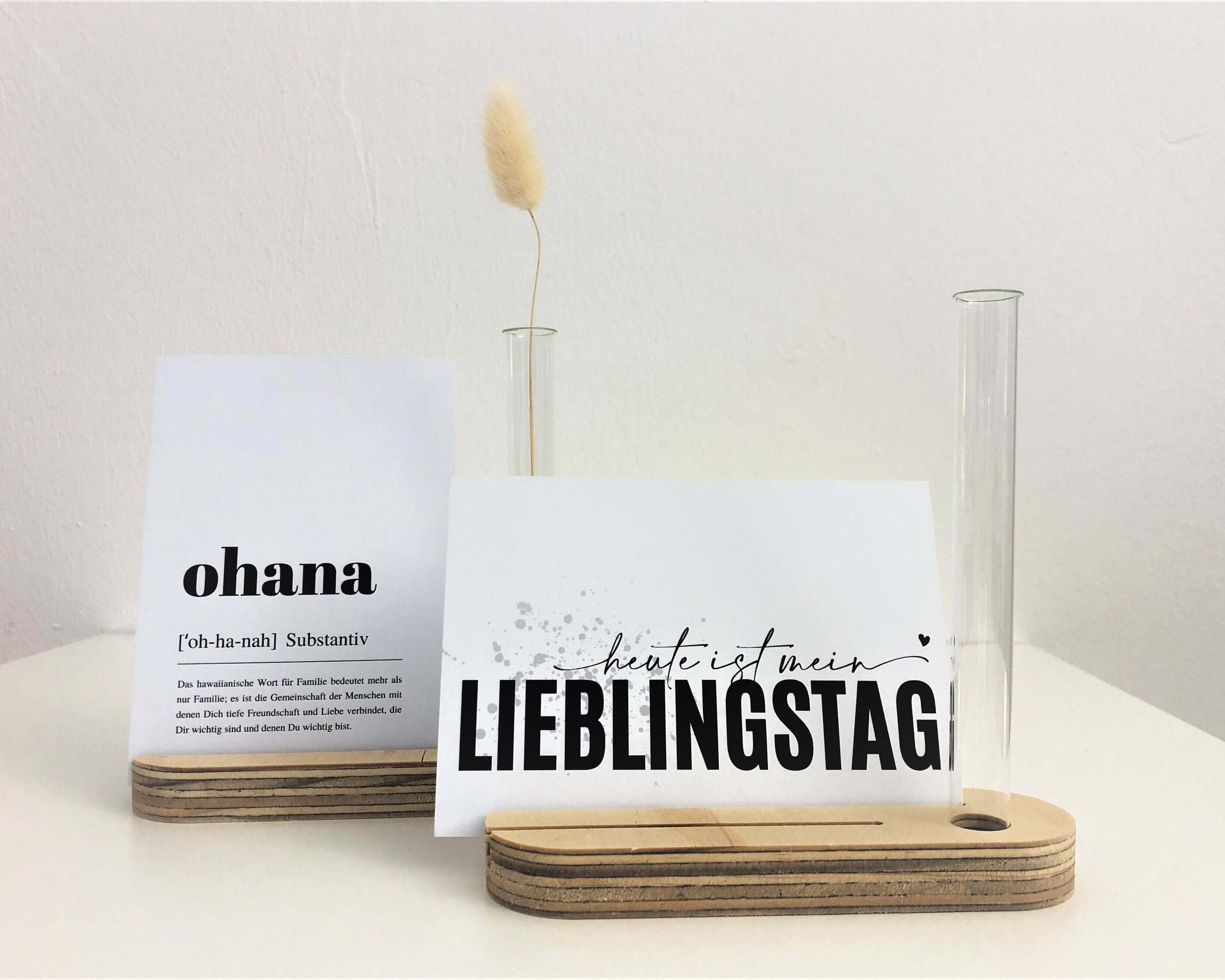 Kartenständer mit Karte Mama | mit Vase und Trockenblumen | Geschenk Muttertag