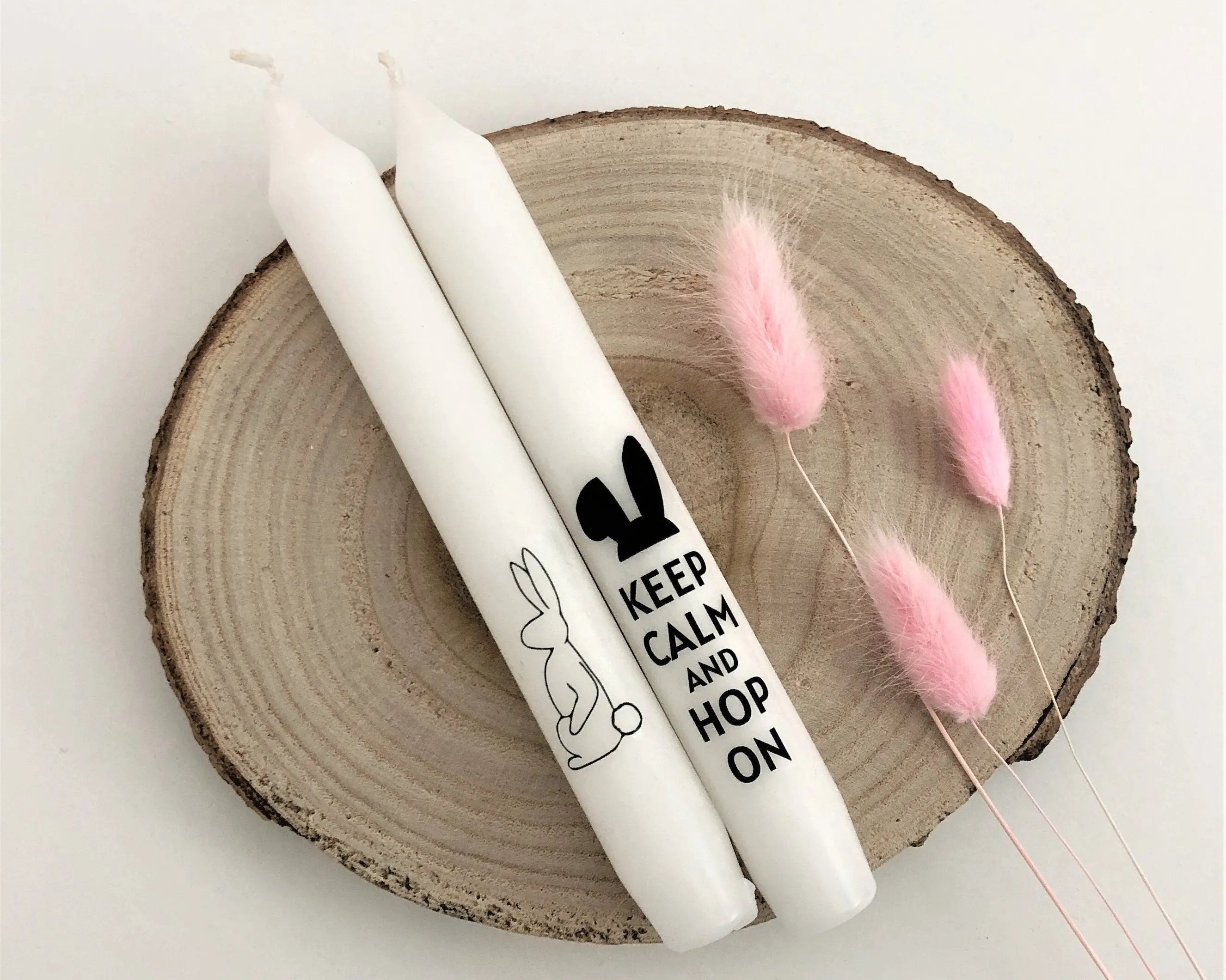 Oster Kerzen mit Botschaft | zwei Stabkerzen | schwarz weiß | Geschenk Set | Frohe Ostern | Some bunny loves you Roo's Gift Shop