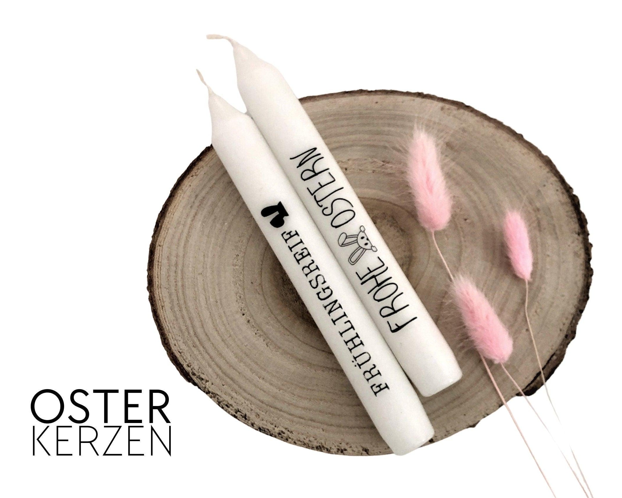Oster Kerzen mit Botschaft | zwei Stabkerzen Ostern - Roo's Gift Shop