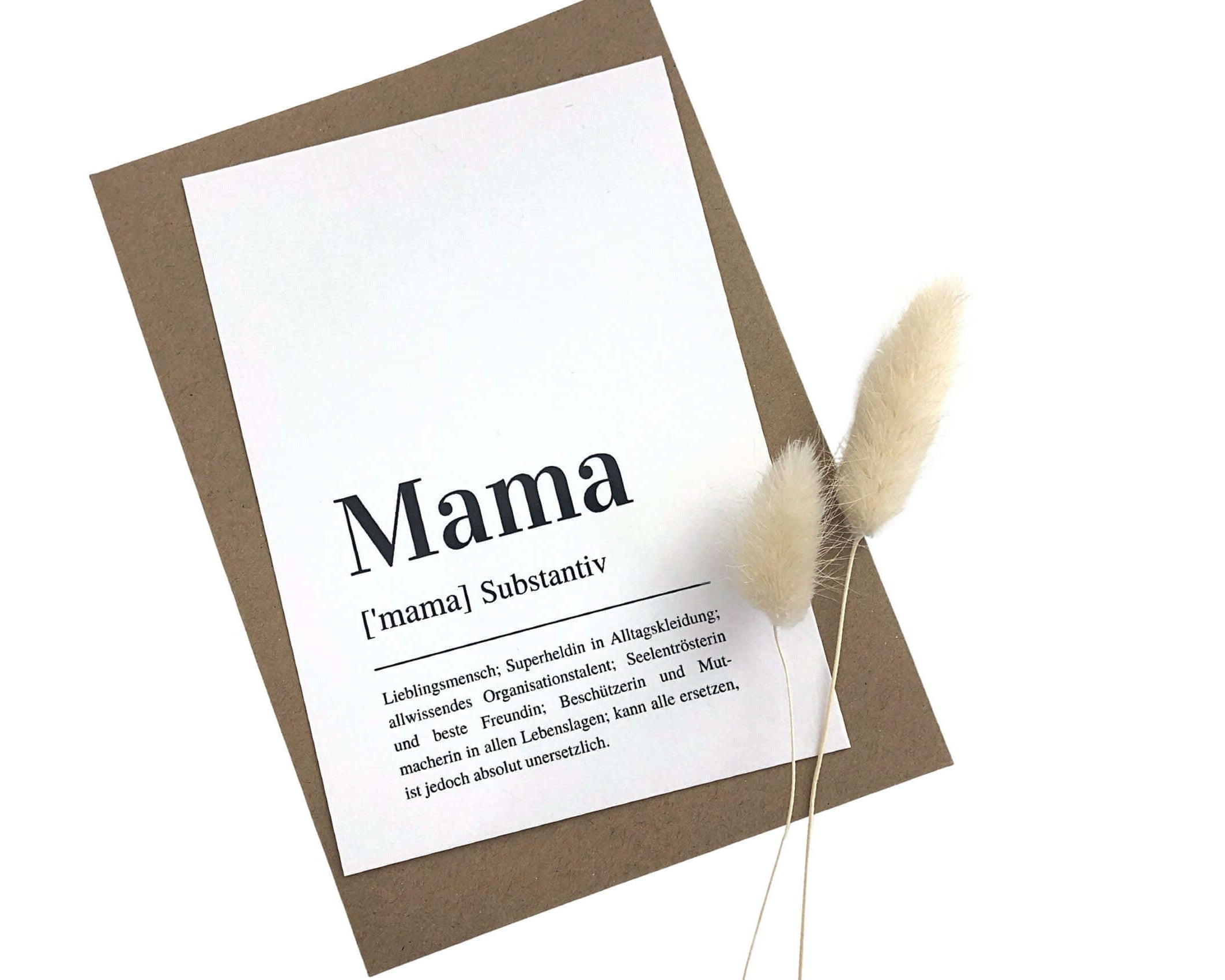 Kartenständer mit Karte Mama | mit Vase und Trockenblumen | Geschenk Muttertag