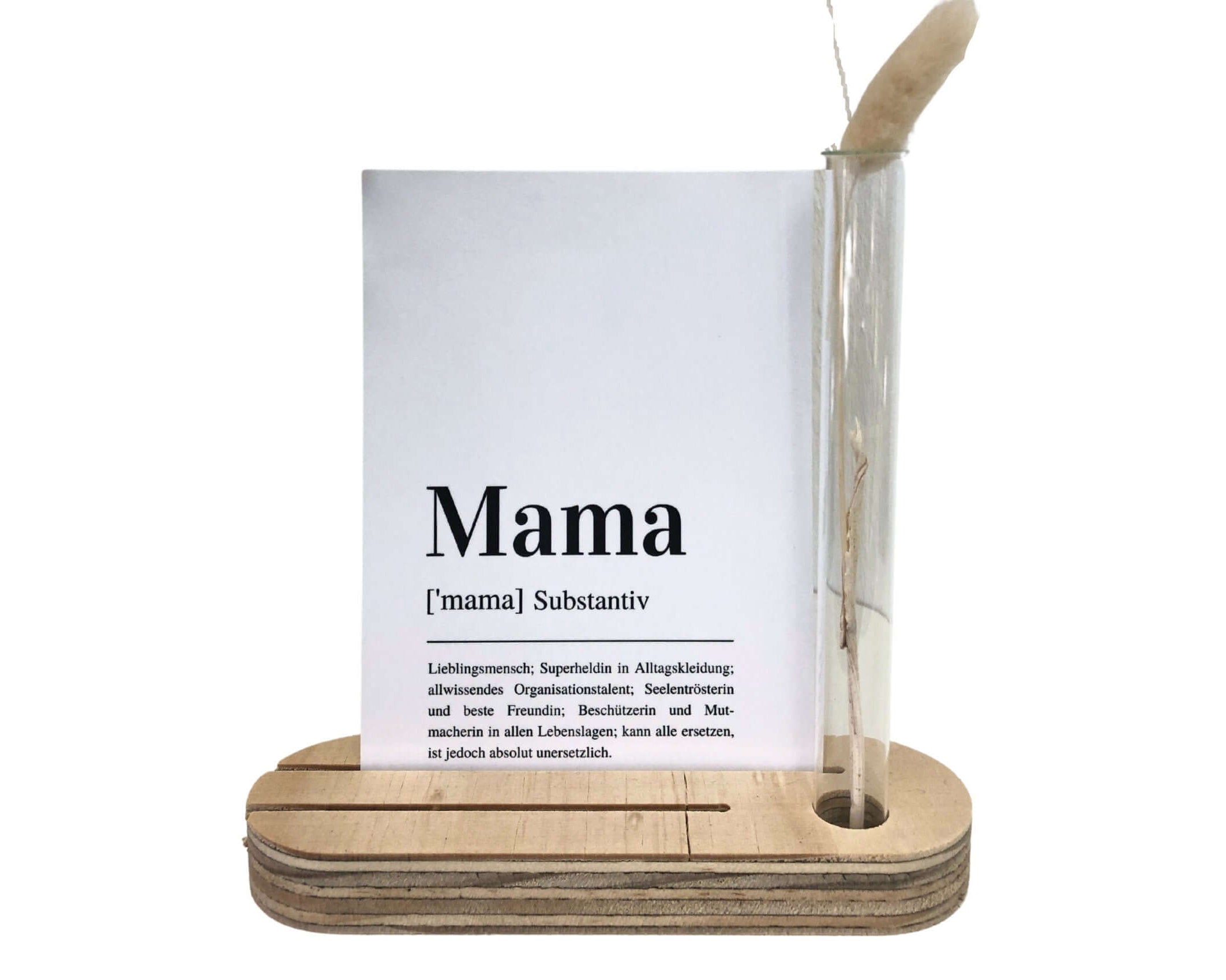 Kartenständer mit Karte Mama | mit Vase und Trockenblumen | Geschenk Muttertag