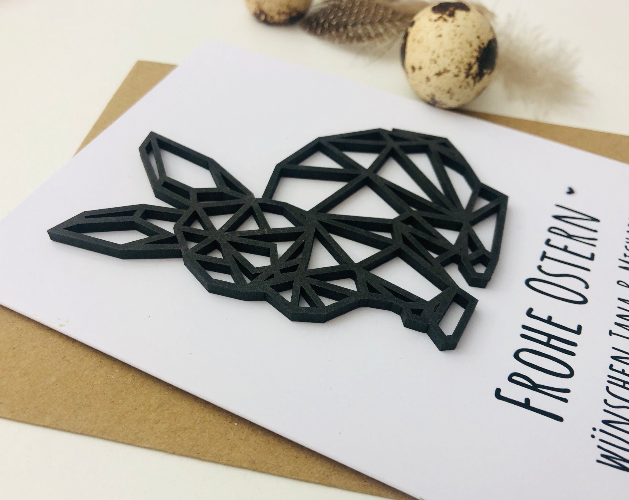 Osterkarte | Personalisierbare Klappkarte mit geometrischem Hasen | Hasenanhänger