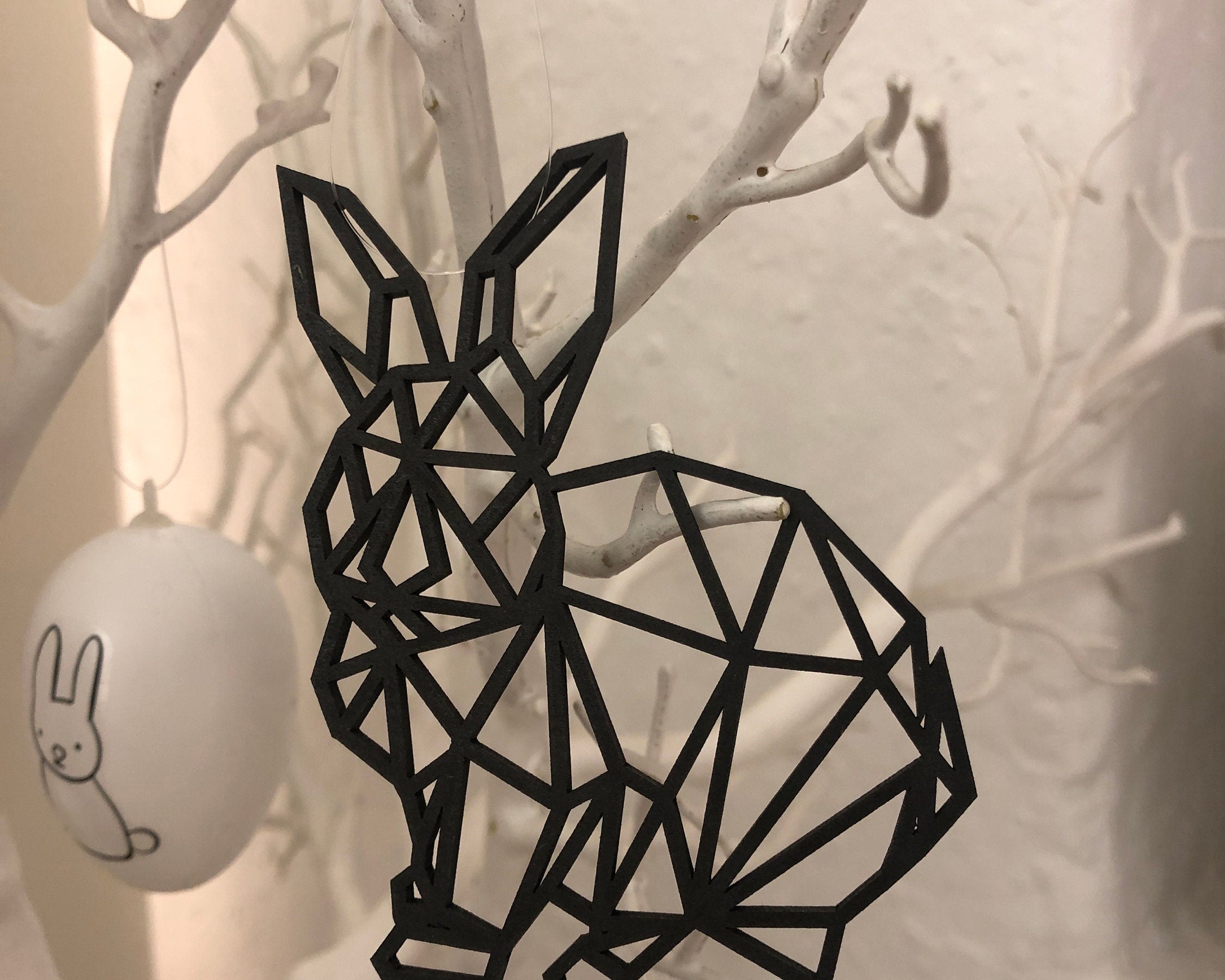 Osterkarte | Personalisierbare Klappkarte mit geometrischem Hasen | Hasenanhänger